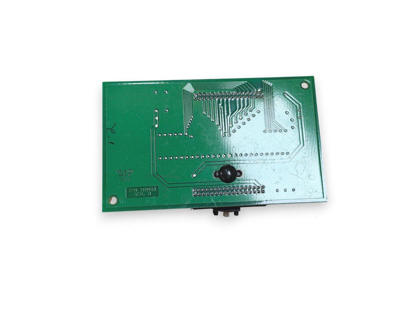 Green fire alarm control panel circuit board, part number 140418, for fire safety systems