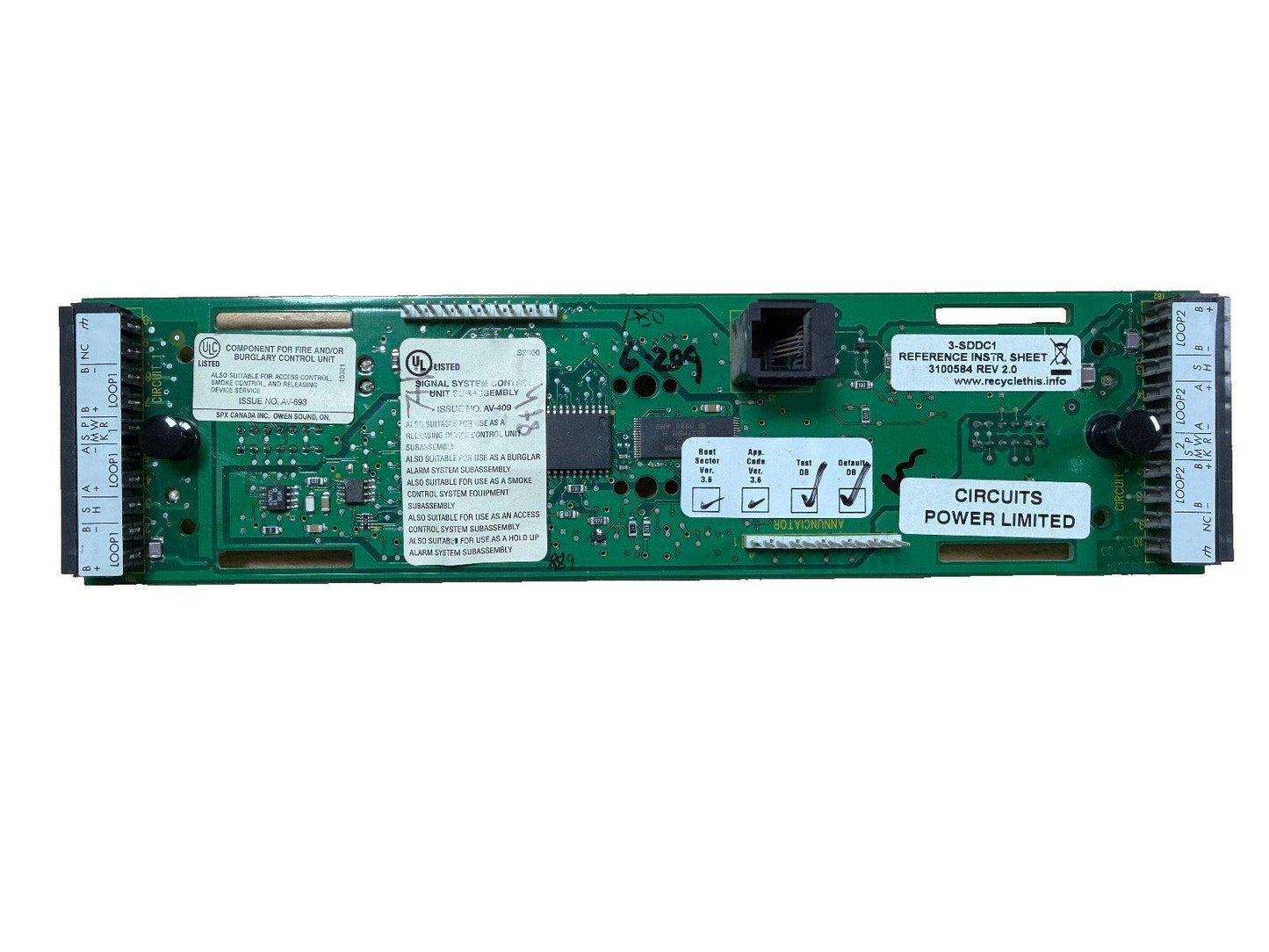 EST Edwards 3-SDDC1 Fire Alarm Signature Driver Controller Loop Card