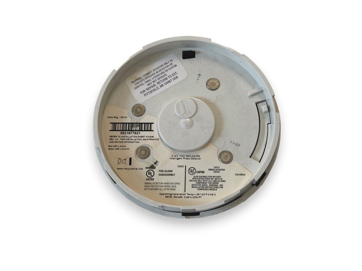 EST Edwards SIGA2-PS Fire Alarm Smoke Detector Head + Base