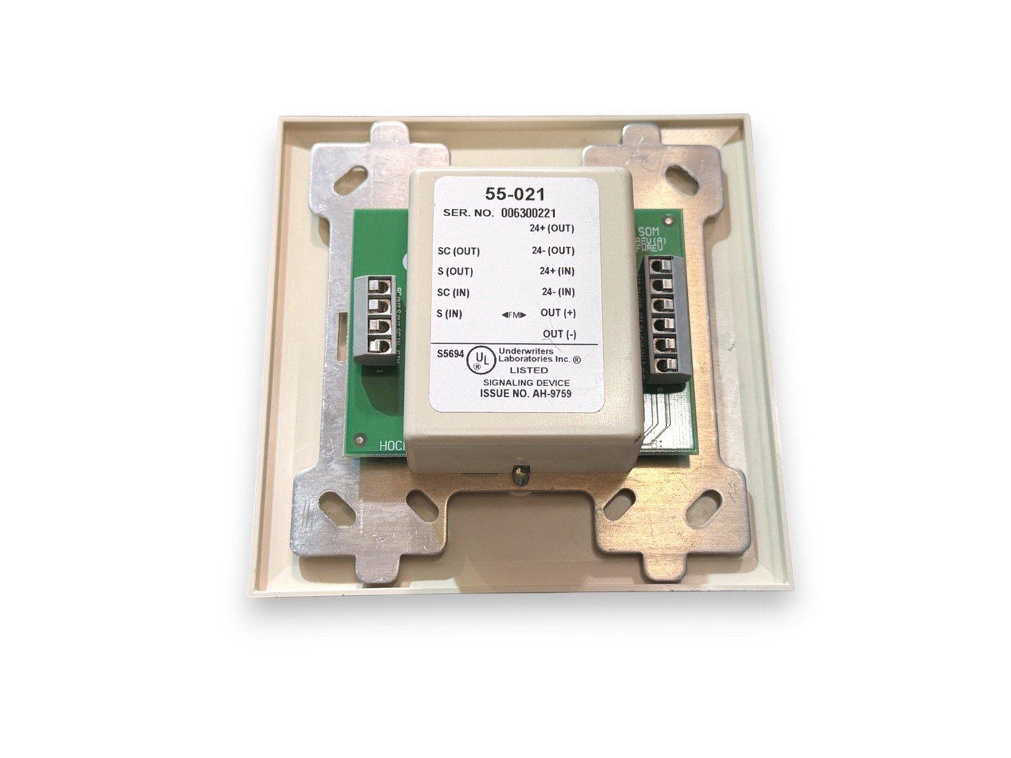 UL-listed fire alarm signaling device model 55-021 with terminal connections for fire safety systems