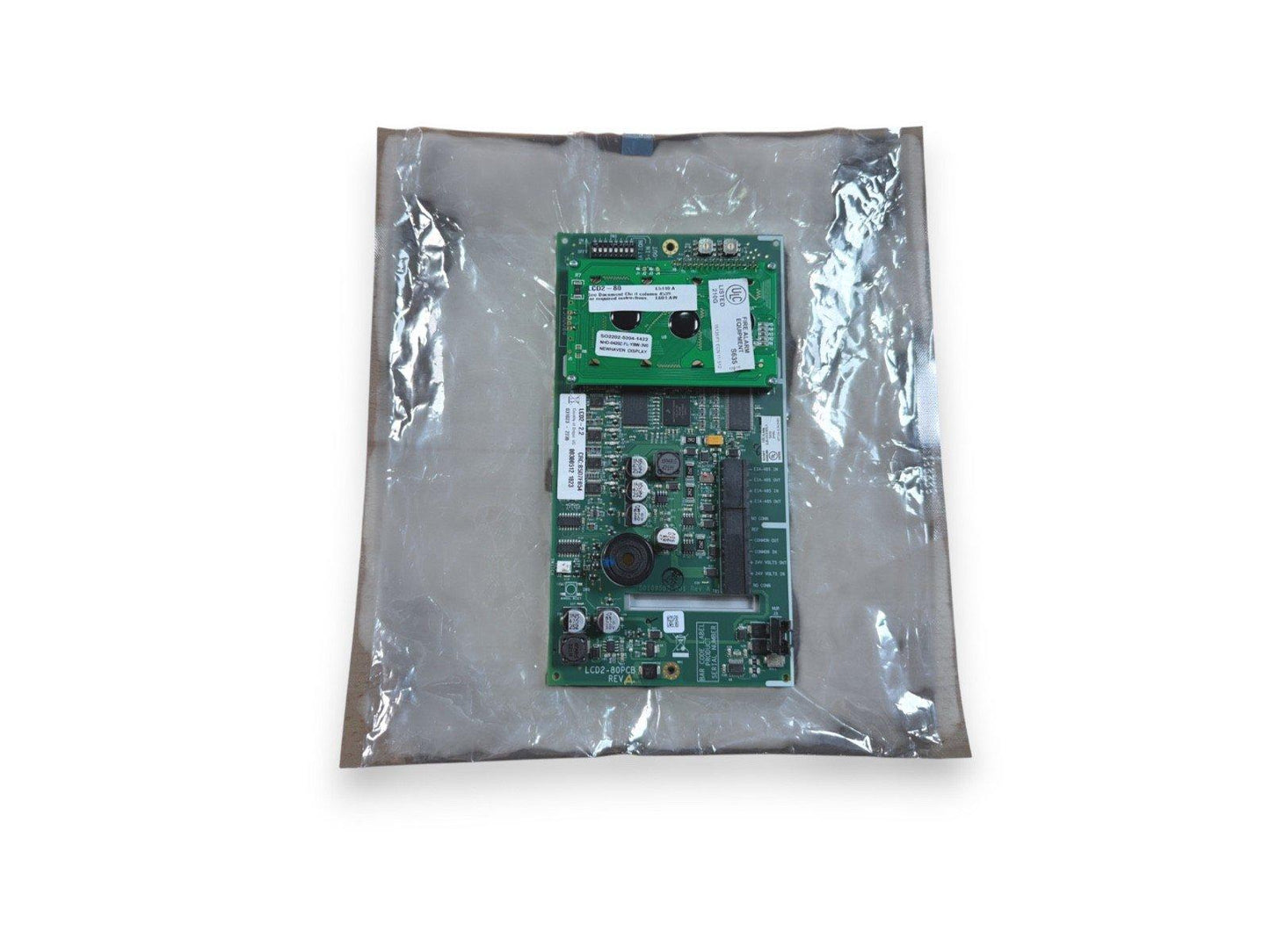 Fire alarm control panel circuit board in anti-static bag, LCD2-80PCB model for fire safety systems