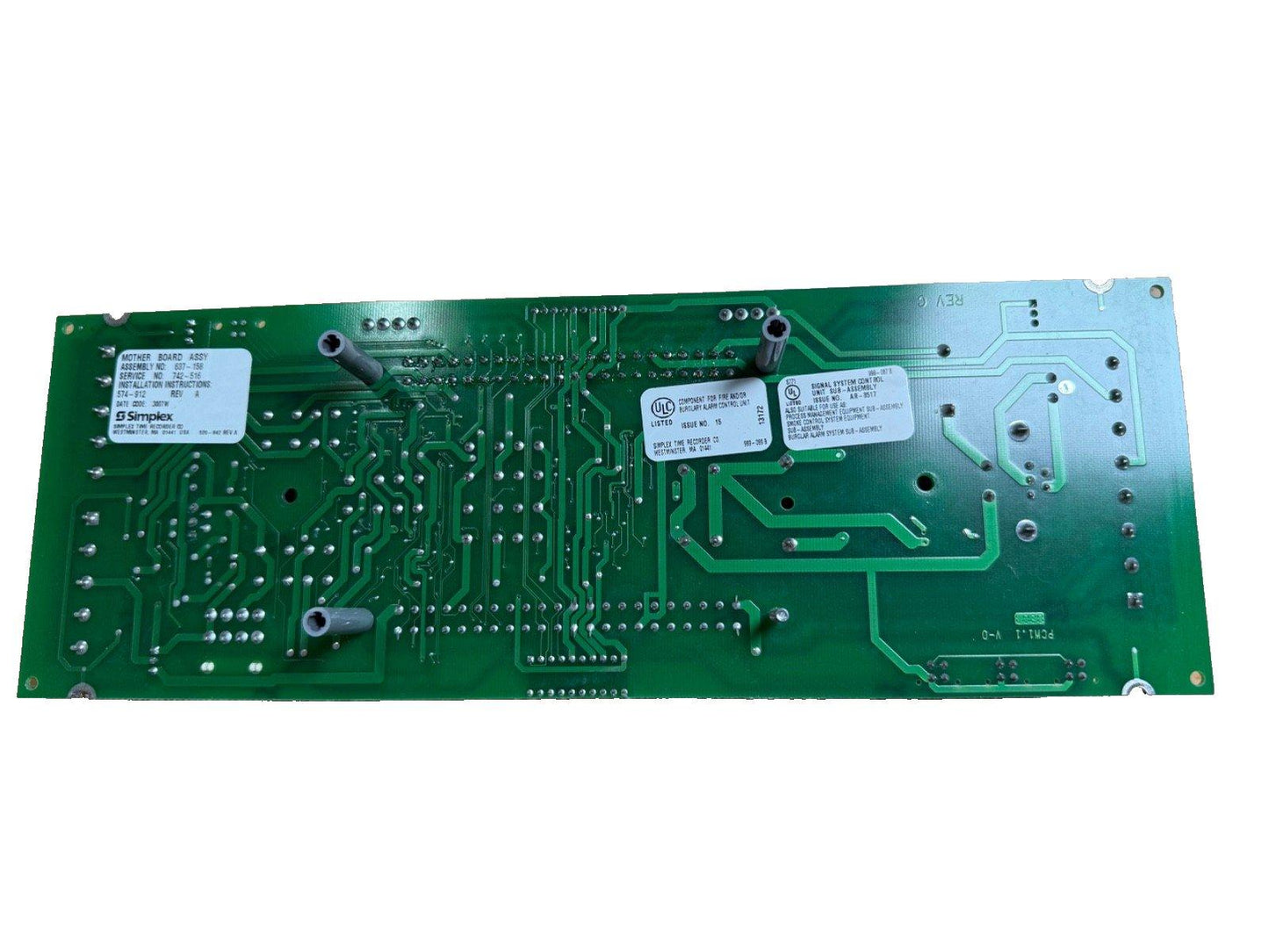 Simplex fire alarm control panel motherboard circuit board with UL listing labels