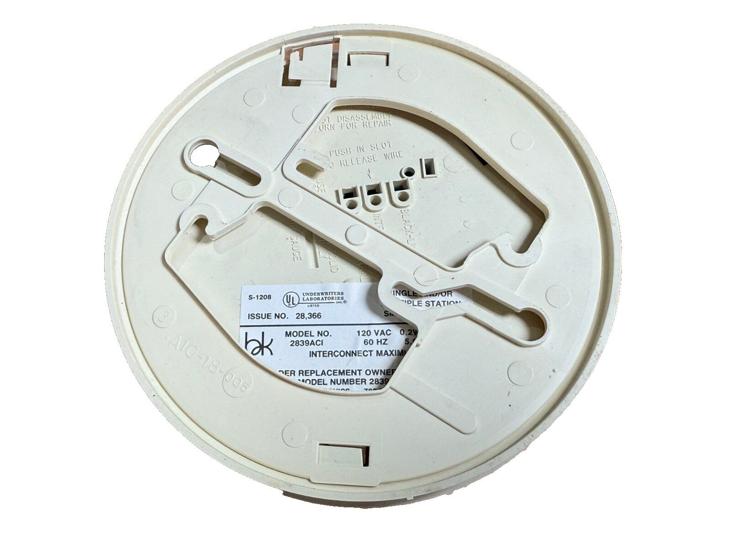 BRK 2839ACI 120VAC Photoelectric Smoke Detector (NEW IN BOX)