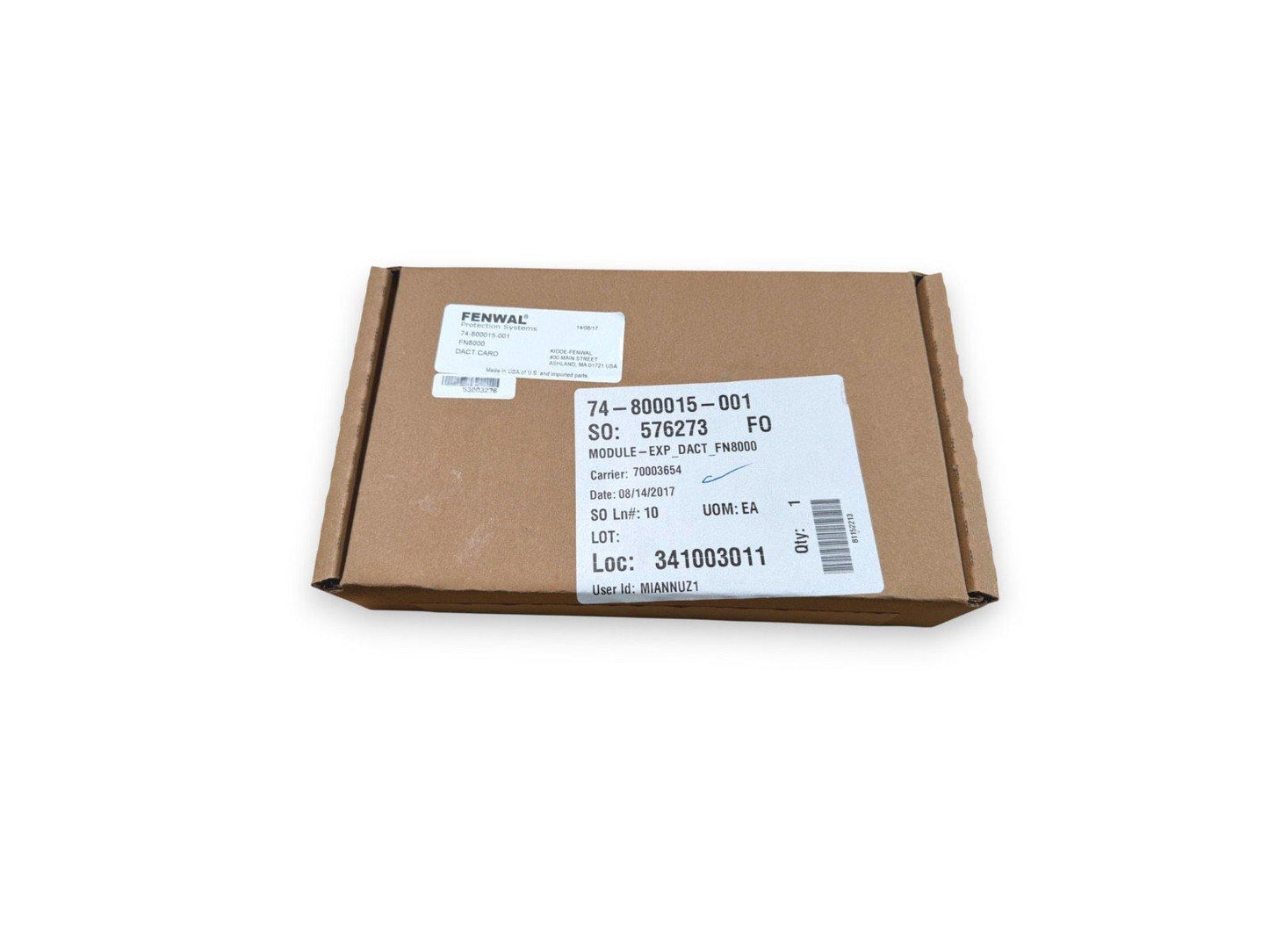 FENWAL fire alarm module box, model 74-800015-001, labeled for DACT card, new surplus equipment
