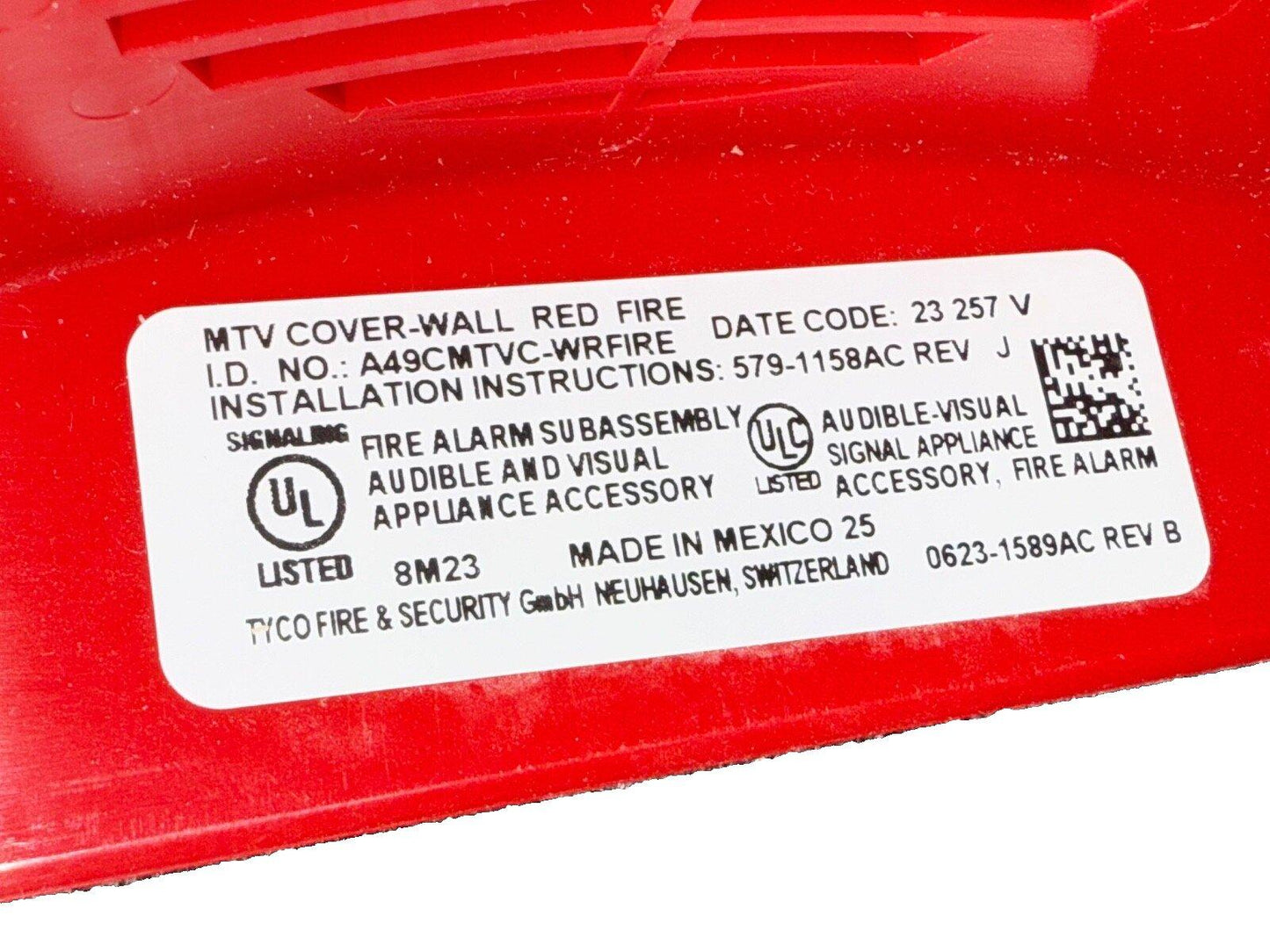 Autocall A49CMTVC-WRFIRE Fire Alarm Multi-tone Audible/Visible Cover Wall Red
