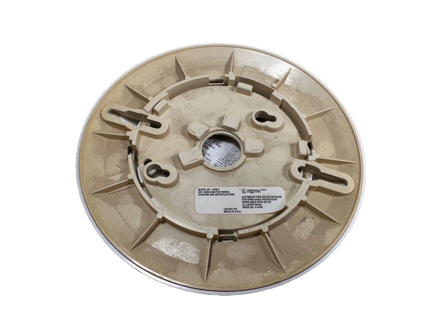 Automatic fire detector base for open area protection, model ADB-F, UL listed, made in USA