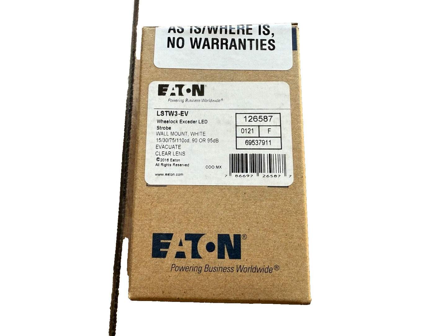 Eaton Wheelock LSTW3-EV Strobe Wall White Evacuate Lettering (NEW IN BOX)