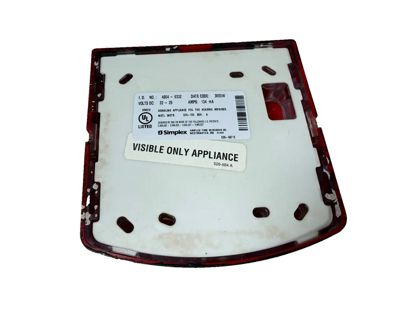 Simplex 4904-9332 Fire Alarm Strobe WallRed (SmartSync) Simplex