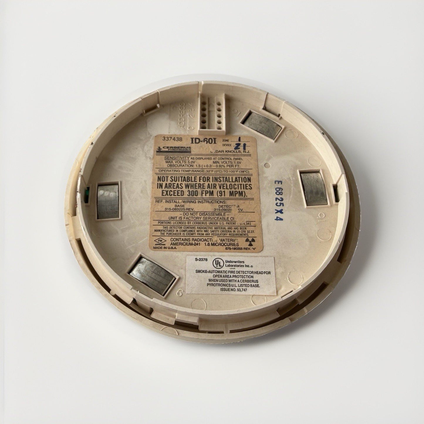 Siemens ID-60I Fire Alarm Ionization Smoke Detector