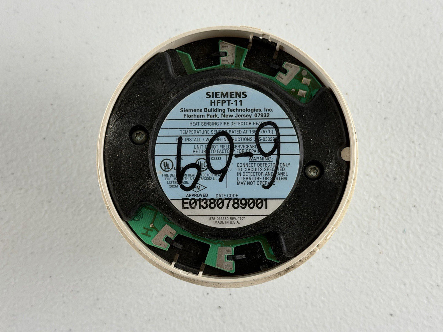 Siemens HFPT-11 Fire Alarm Heat Detector - DPU Tested - Free Programming!