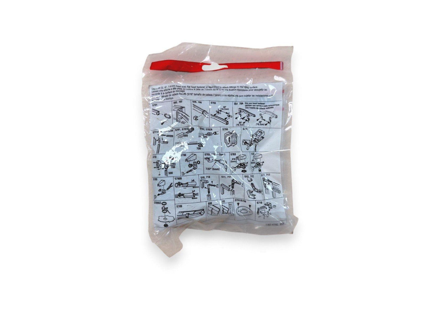 Fire alarm mounting hardware kit with installation diagrams in clear plastic packaging