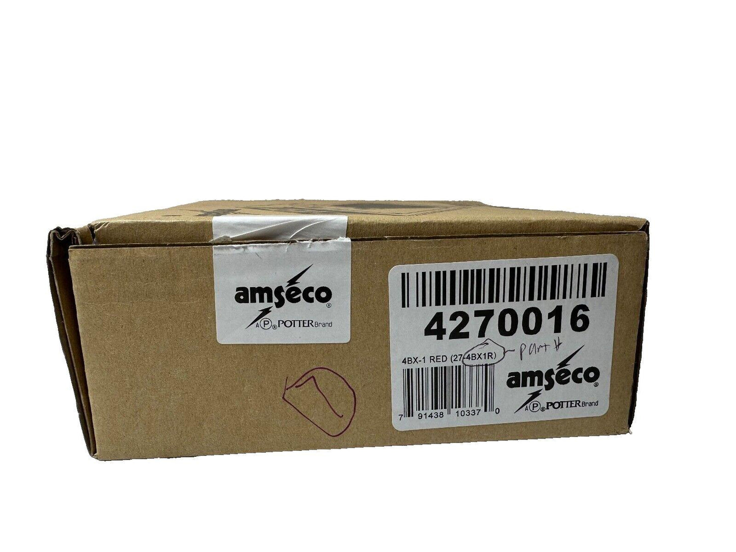 Amsecо 4BX-1 Red fire alarm device in original packaging, part #4270016, Potter brand