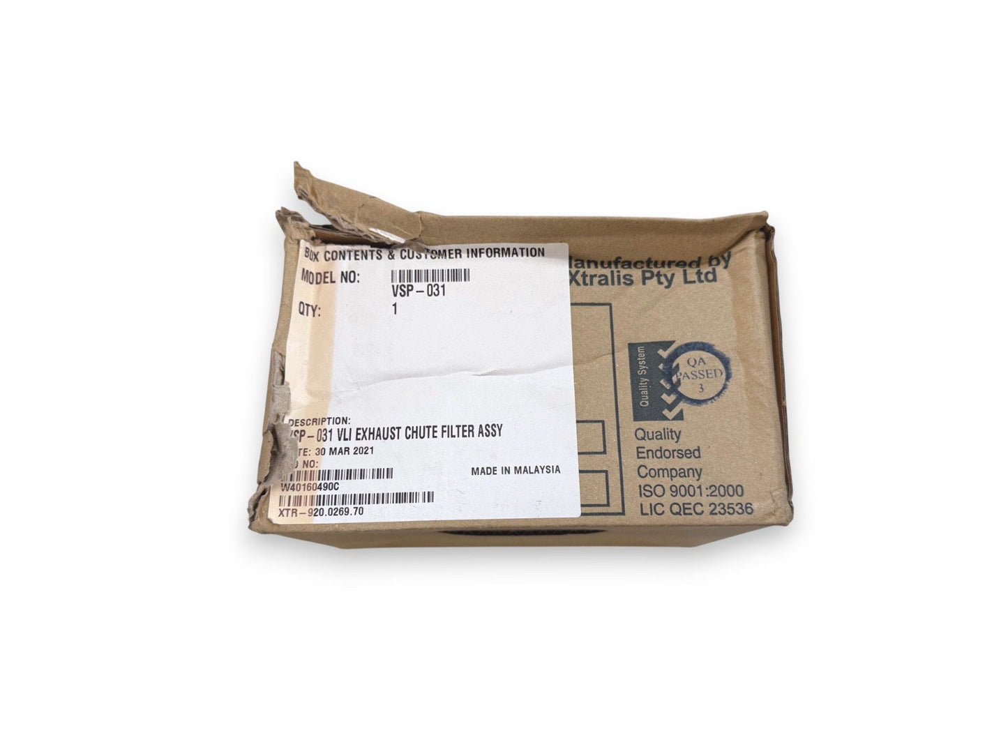 Xtralis VESDA VSP-031 VLI Exhaust Chute Filter Asssy (NEW IN BOX)
