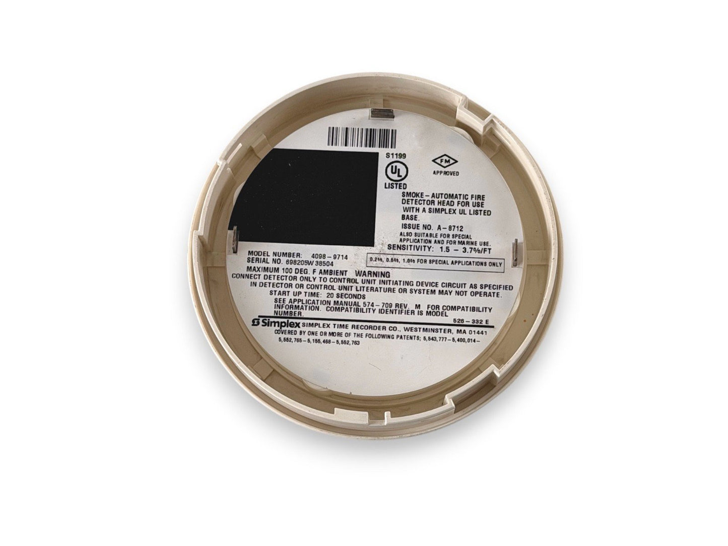 Simplex 4098-9714 Fire Alarm Smoke Detector Head