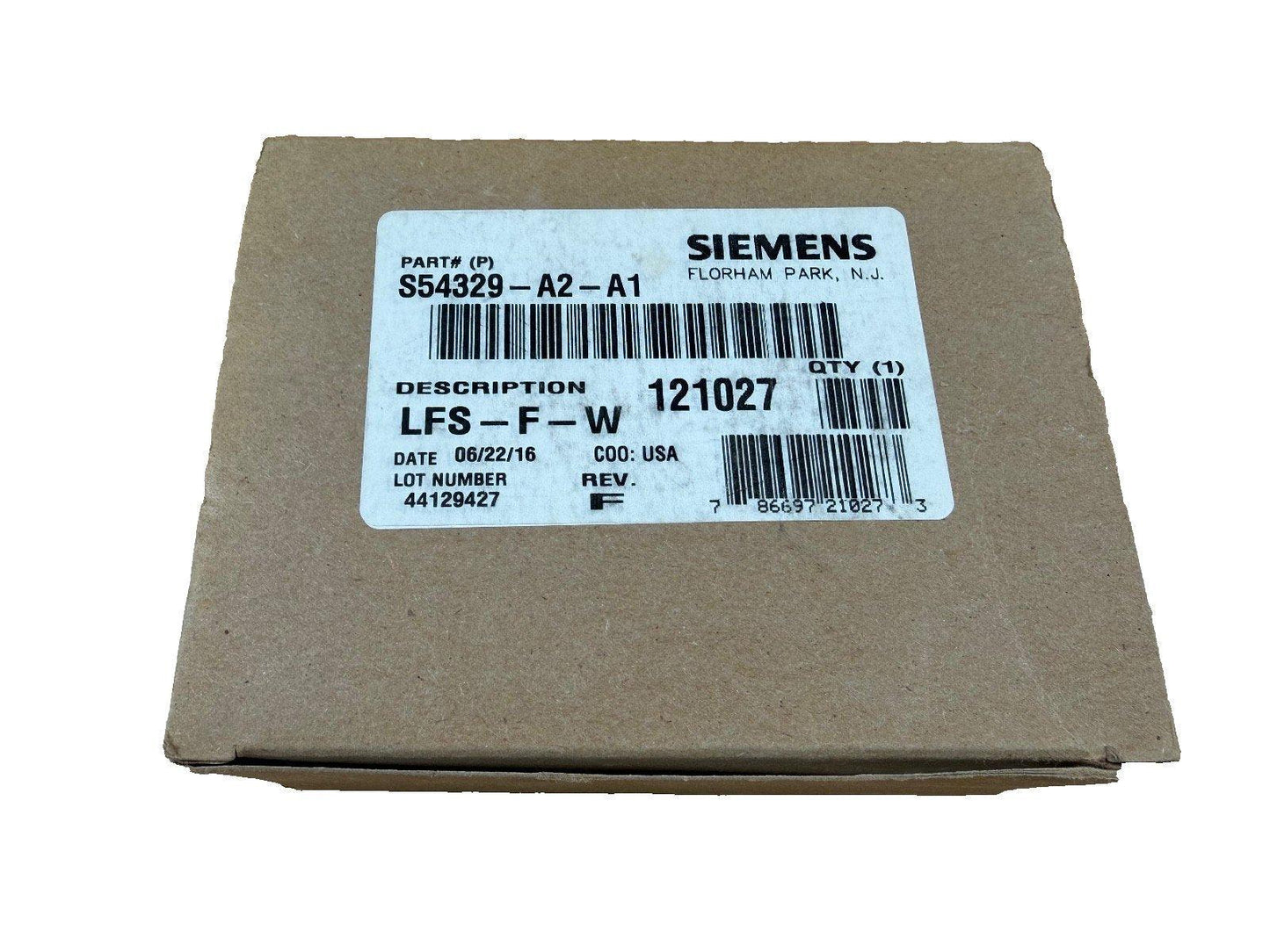 Siemens LFS-F-W fire alarm device in original packaging, part # S54329-A2-A1, USA made