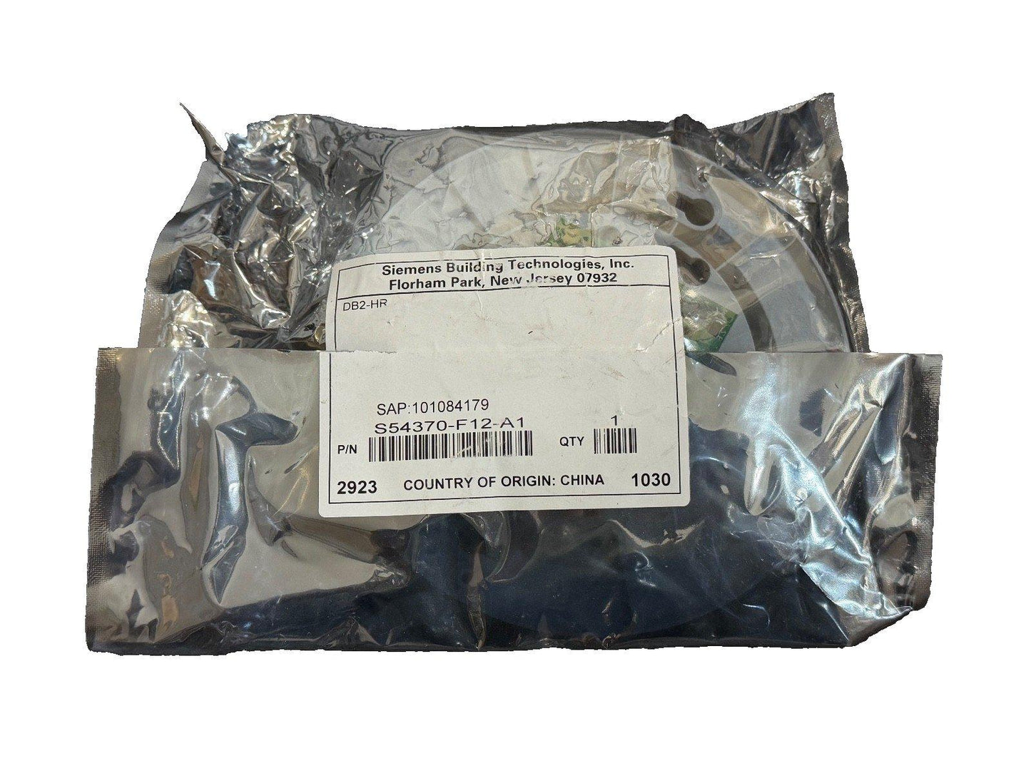 Sealed Siemens fire alarm component S54370-F12-A1 in anti-static packaging, new surplus equipment