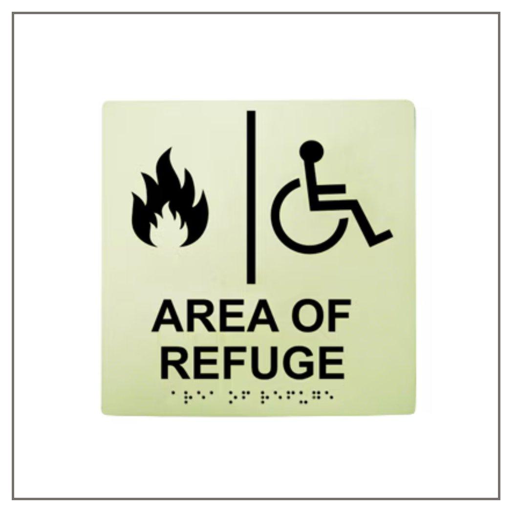 Rath 7046 Area of Refuge Photoluminescent w/Braille AOR Sign (NEW IN BOX)