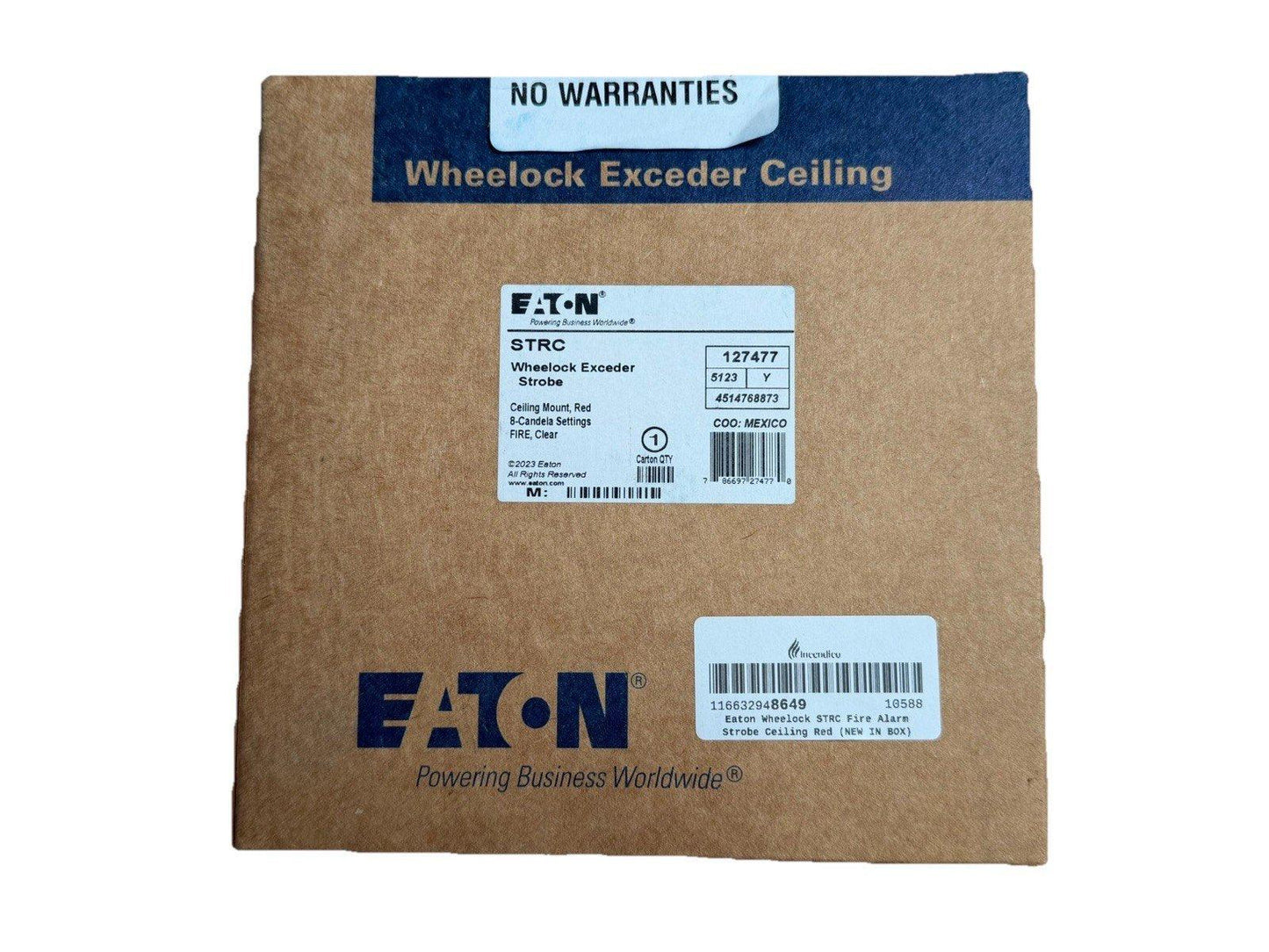 Eaton Wheelock STRC ceiling fire alarm strobe, red, new in box, no warranties