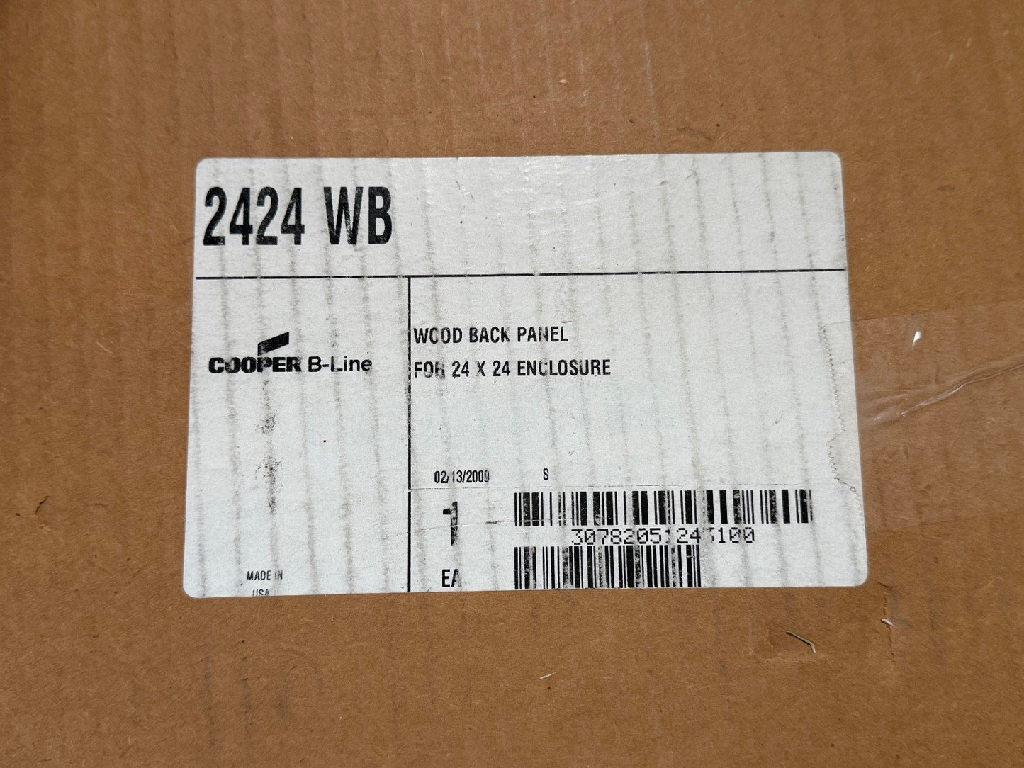 Cooper B-Line 2424 WB Wood Back Panel for 24x24 Enclosure (NEW IN BOX)
