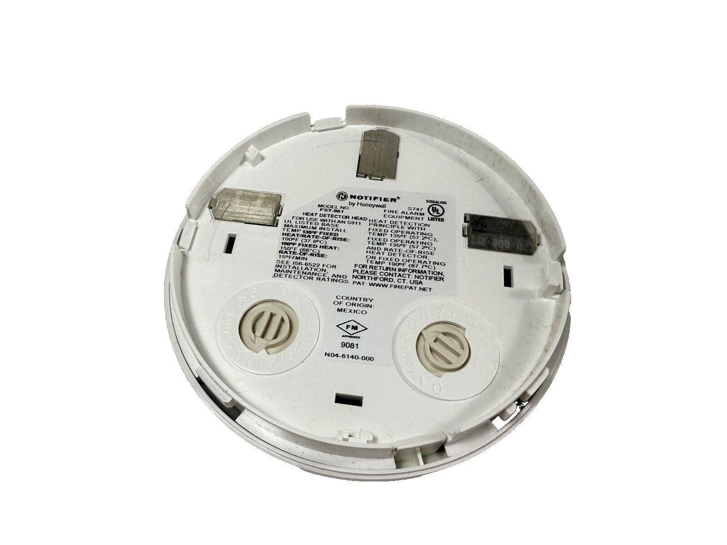 Notifier FST-951 heat detector head for fire alarm systems, UL listed, fixed temp & rate-of-rise detection