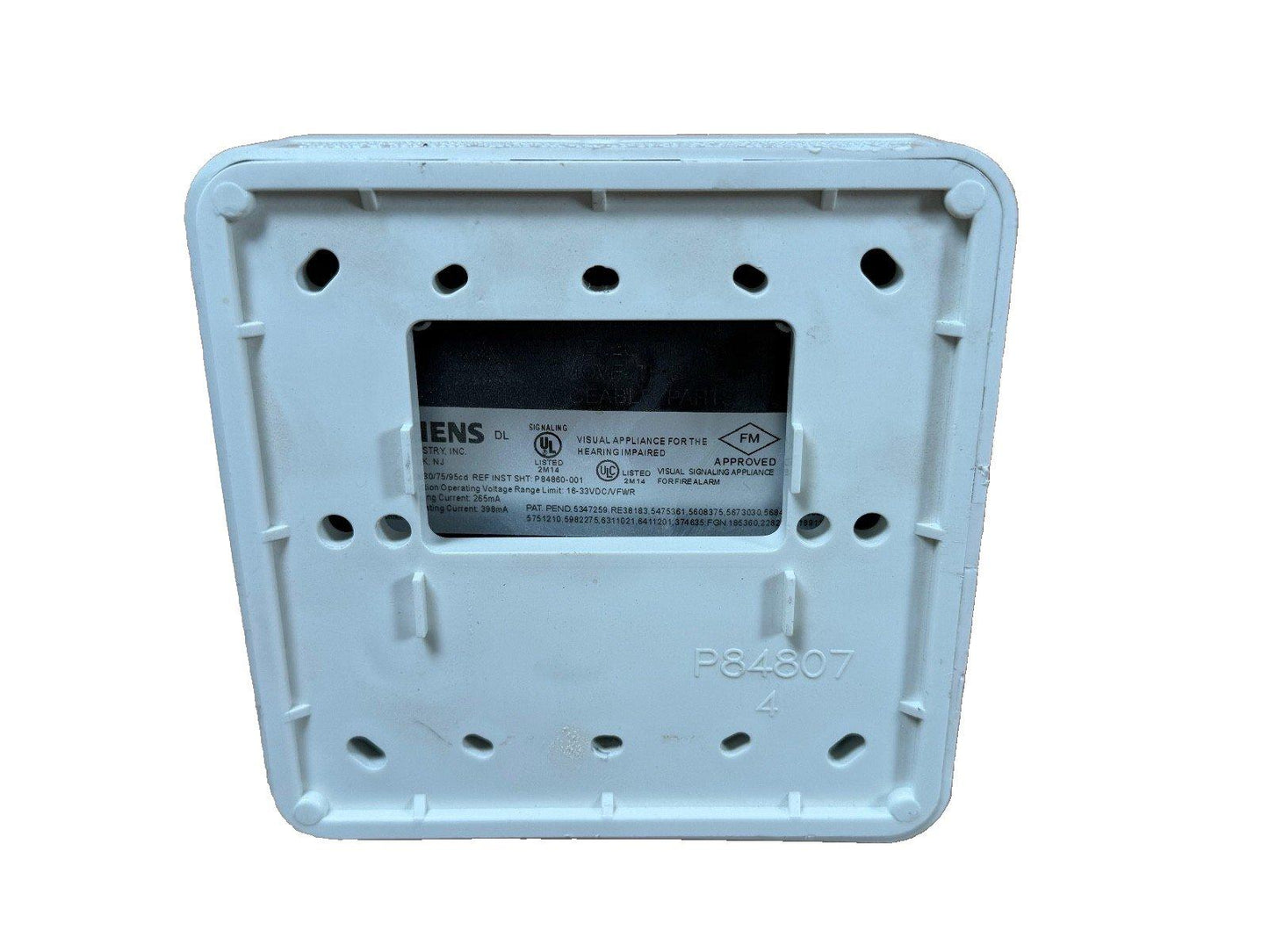 Siemens fire alarm visual signaling device for hearing impaired, UL listed, model P84807
