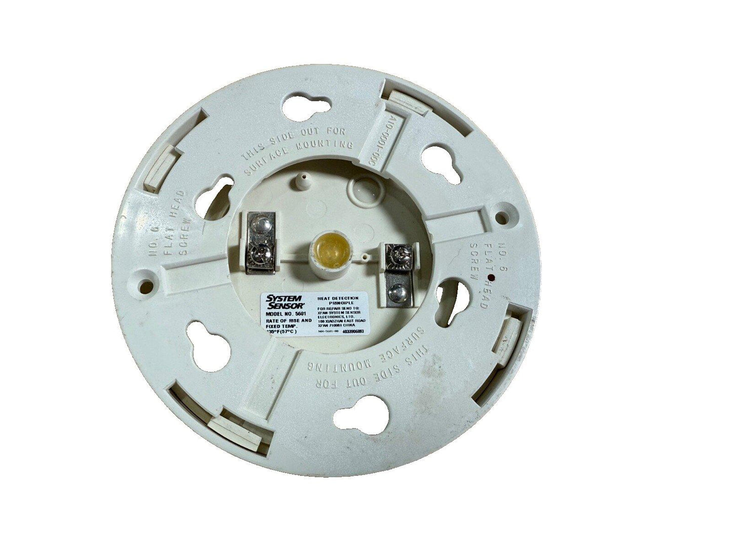 System Sensor 5601 heat detector base for fire alarm systems, surface mount, fixed temp 135°F