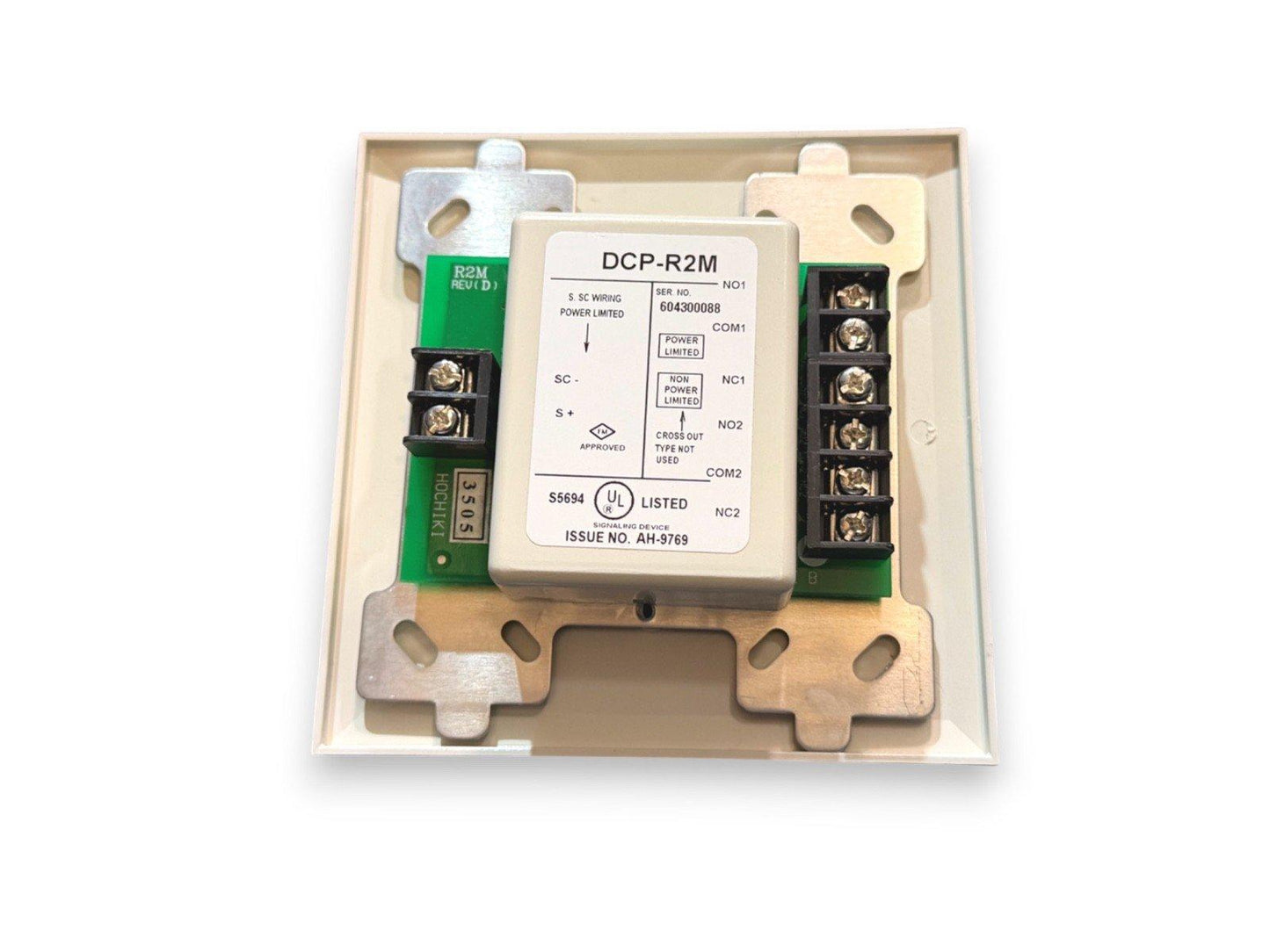 DCP-R2M fire alarm relay module with UL listed signaling device and terminal connections