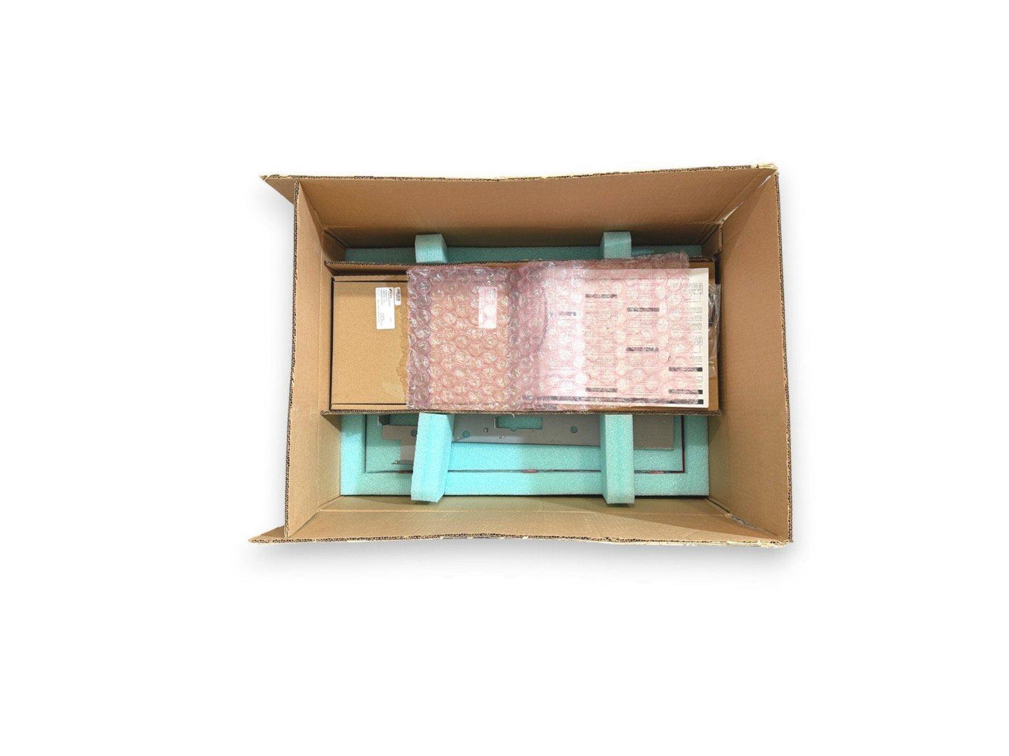 Fire alarm equipment safely packed in box with foam and bubble wrap for shipping