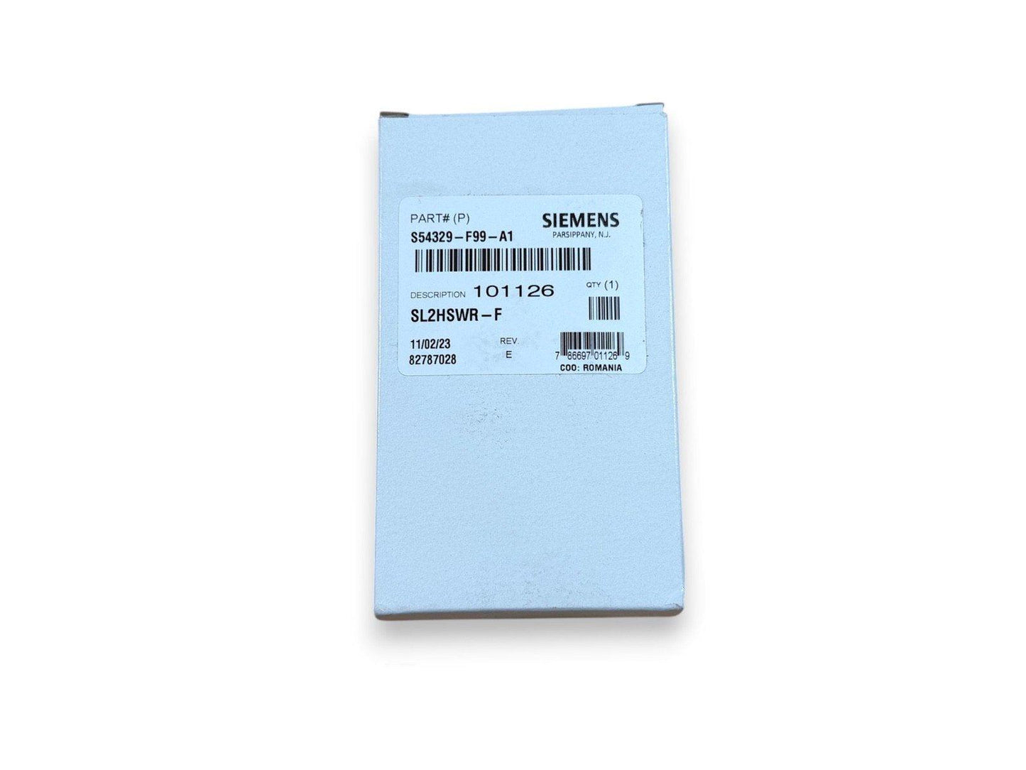 Siemens fire alarm component SL2HSWR-F in light blue packaging, part # S54329-F99-A1