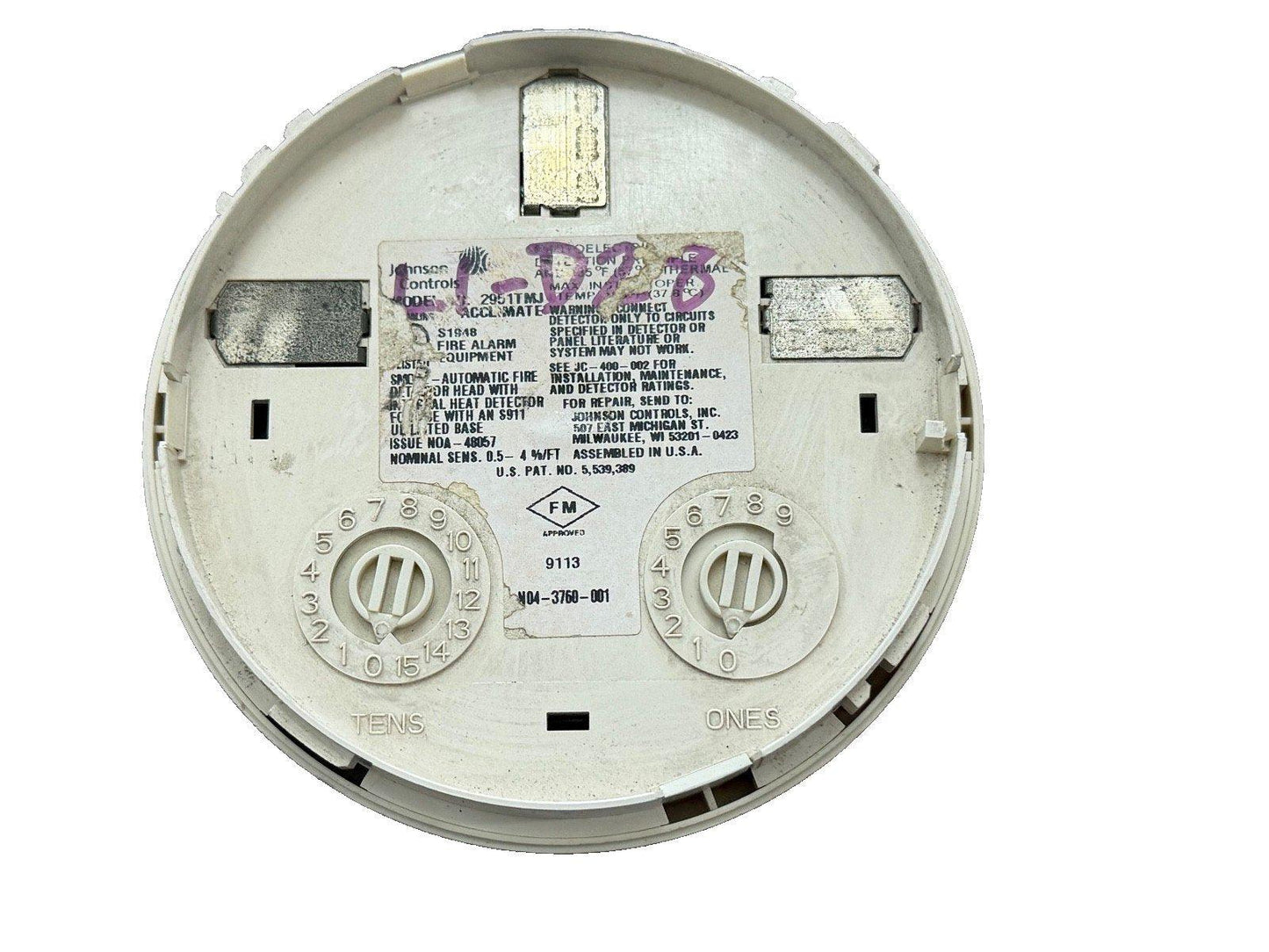 Johnson Controls 2951TMJ Fire Alarm ACCLIMATE Multi-sensor Detector Head