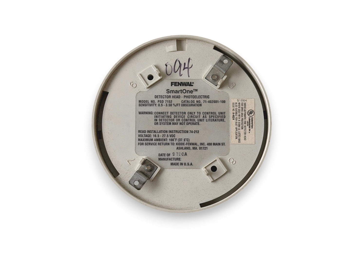 Kidde-Fenwal 71-402001-100 PSD-7152 Fire Alarm Smoke Detector