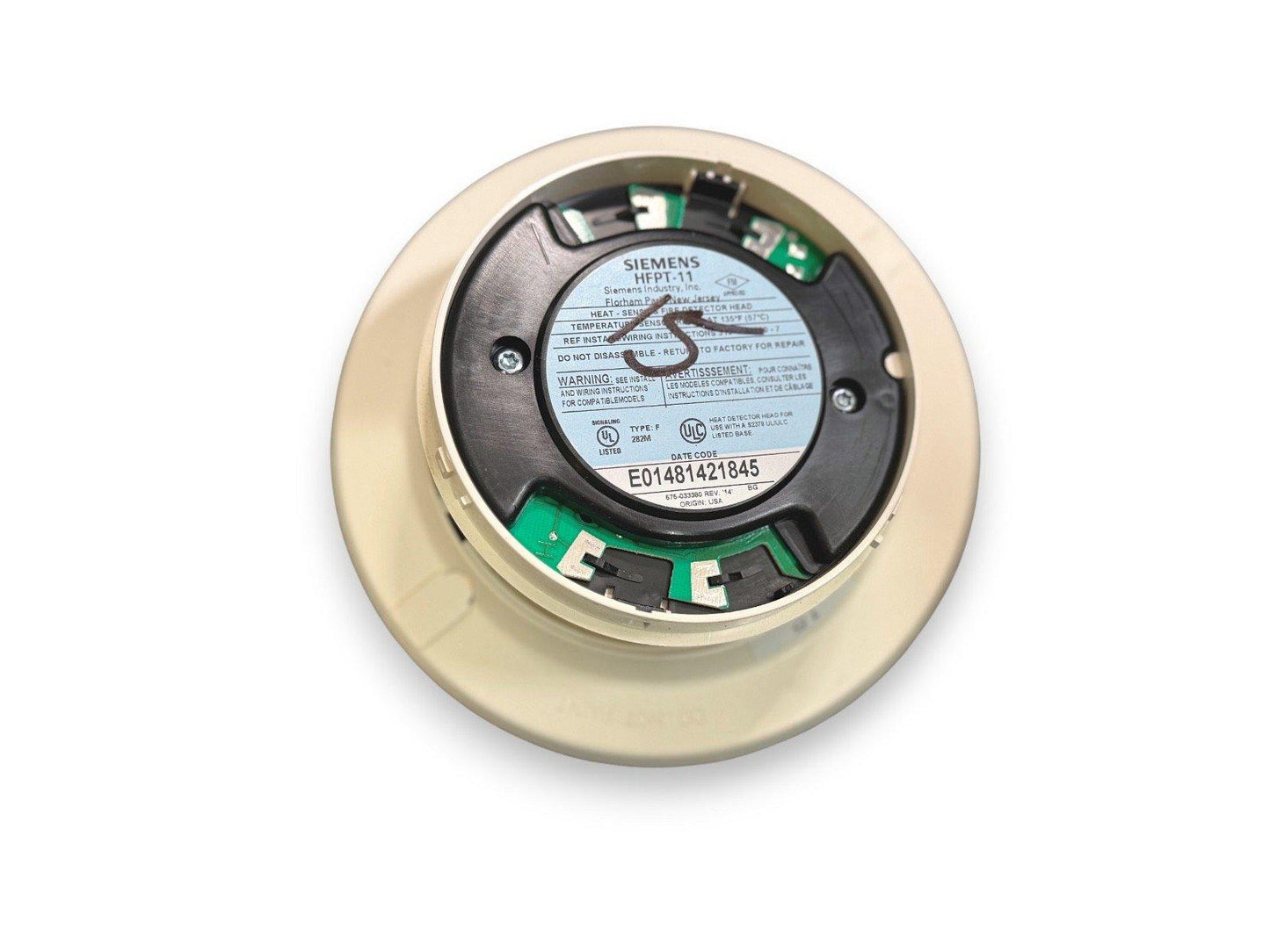 Siemens HFPT-11 heat detector head for fire alarm systems, 135°F, UL listed, compatible base required