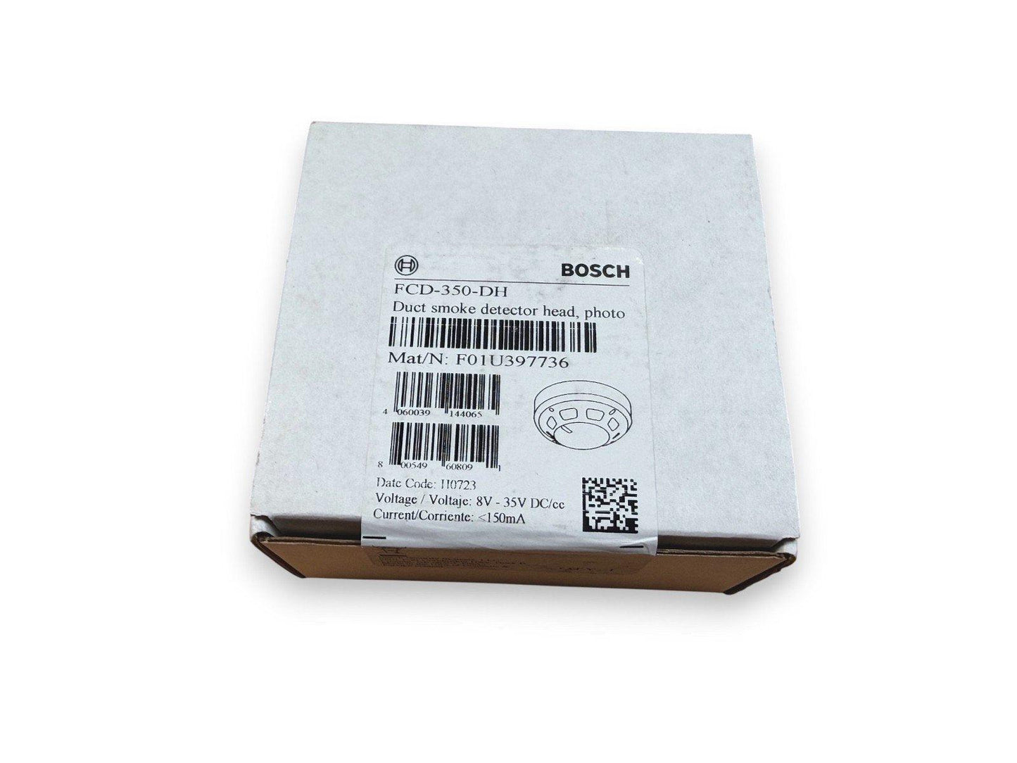 Bosch FCD-350-DH duct smoke detector head in original packaging, fire alarm equipment