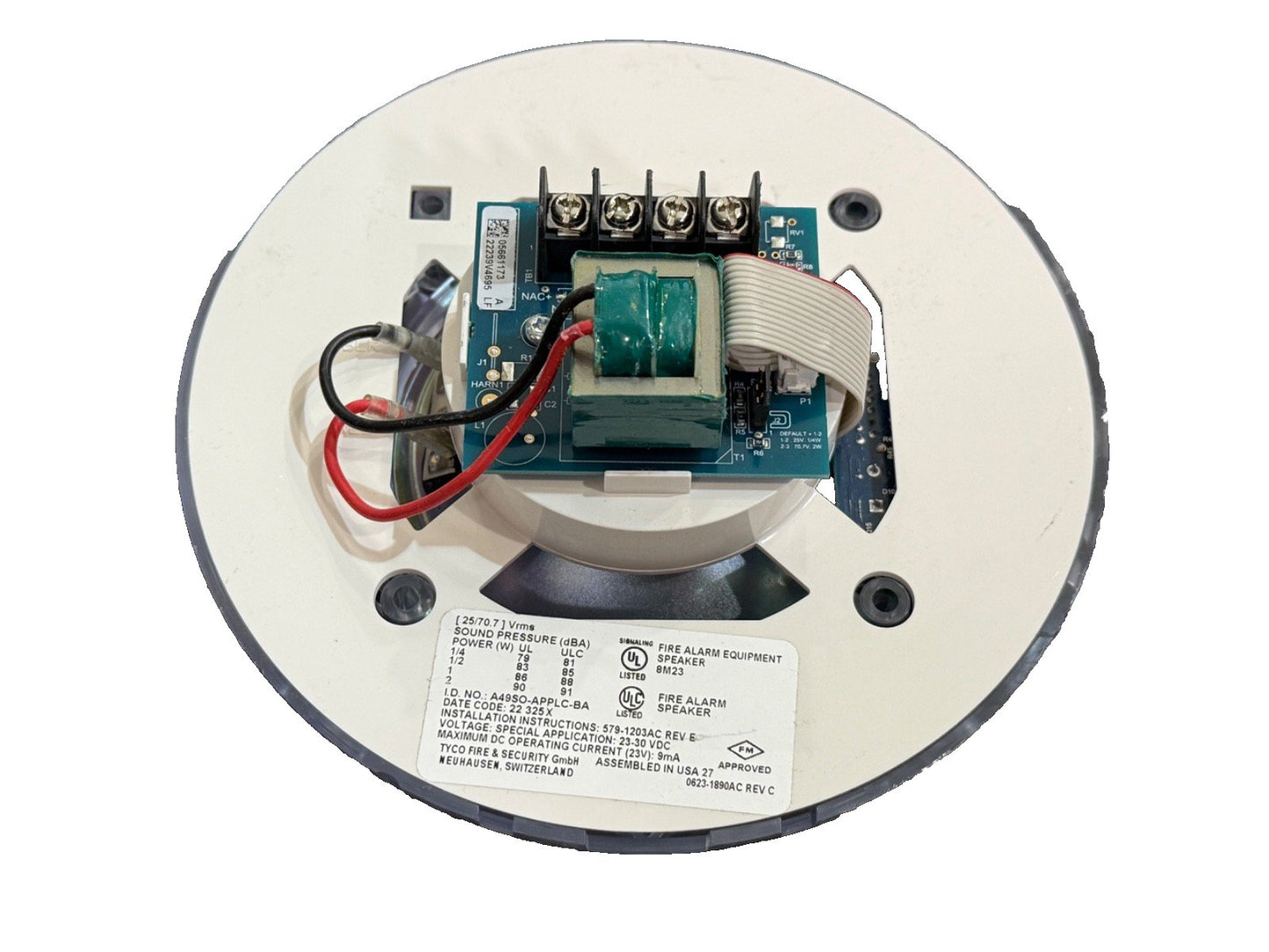 Autocall A49SO-APPLC-BA Fire Alarm Speaker Ceiling No Cover