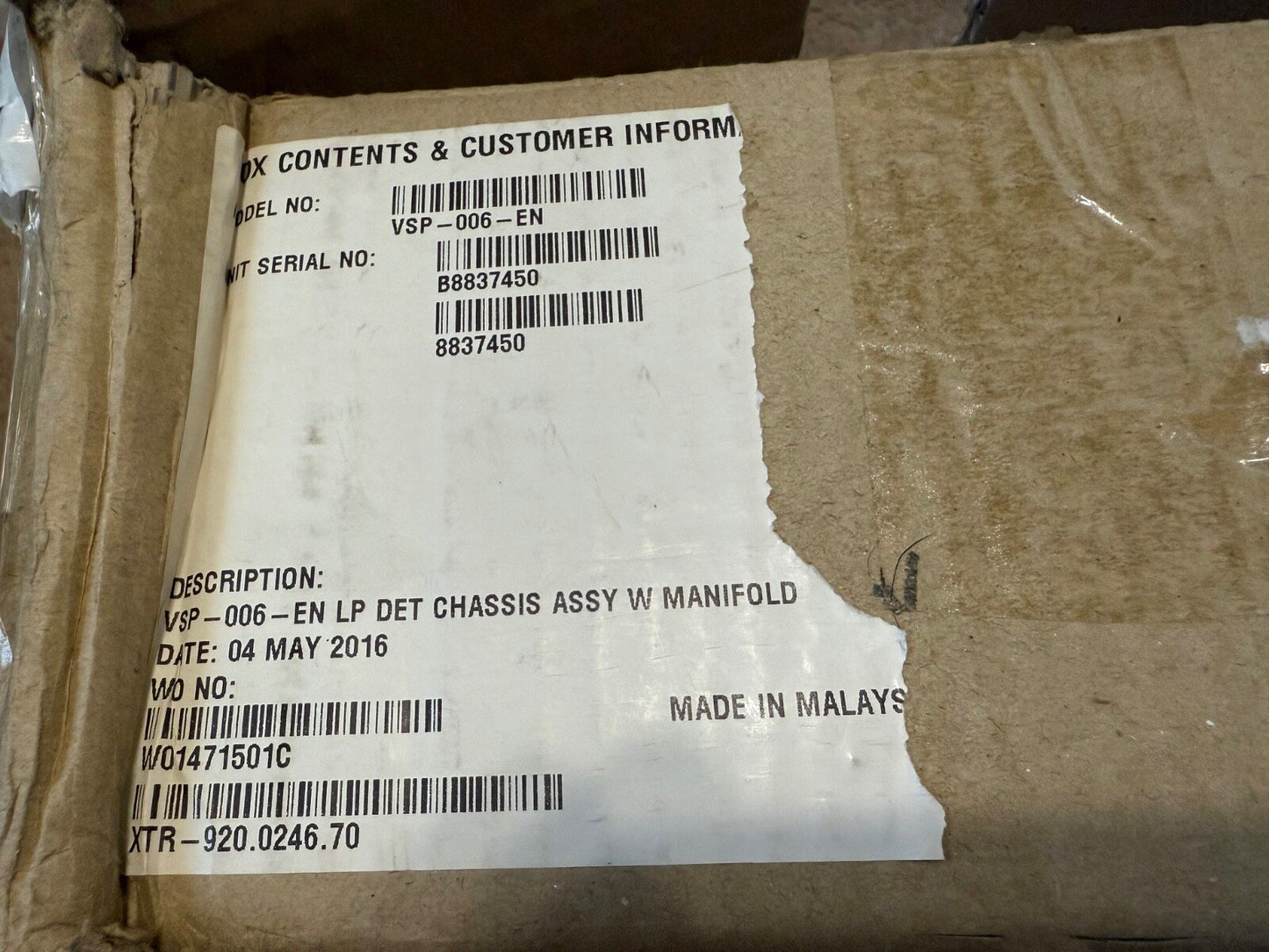 Xtralis VESDA VSP-006-EN Detector Chassis-Manifold Assembly (NEW IN BOX)