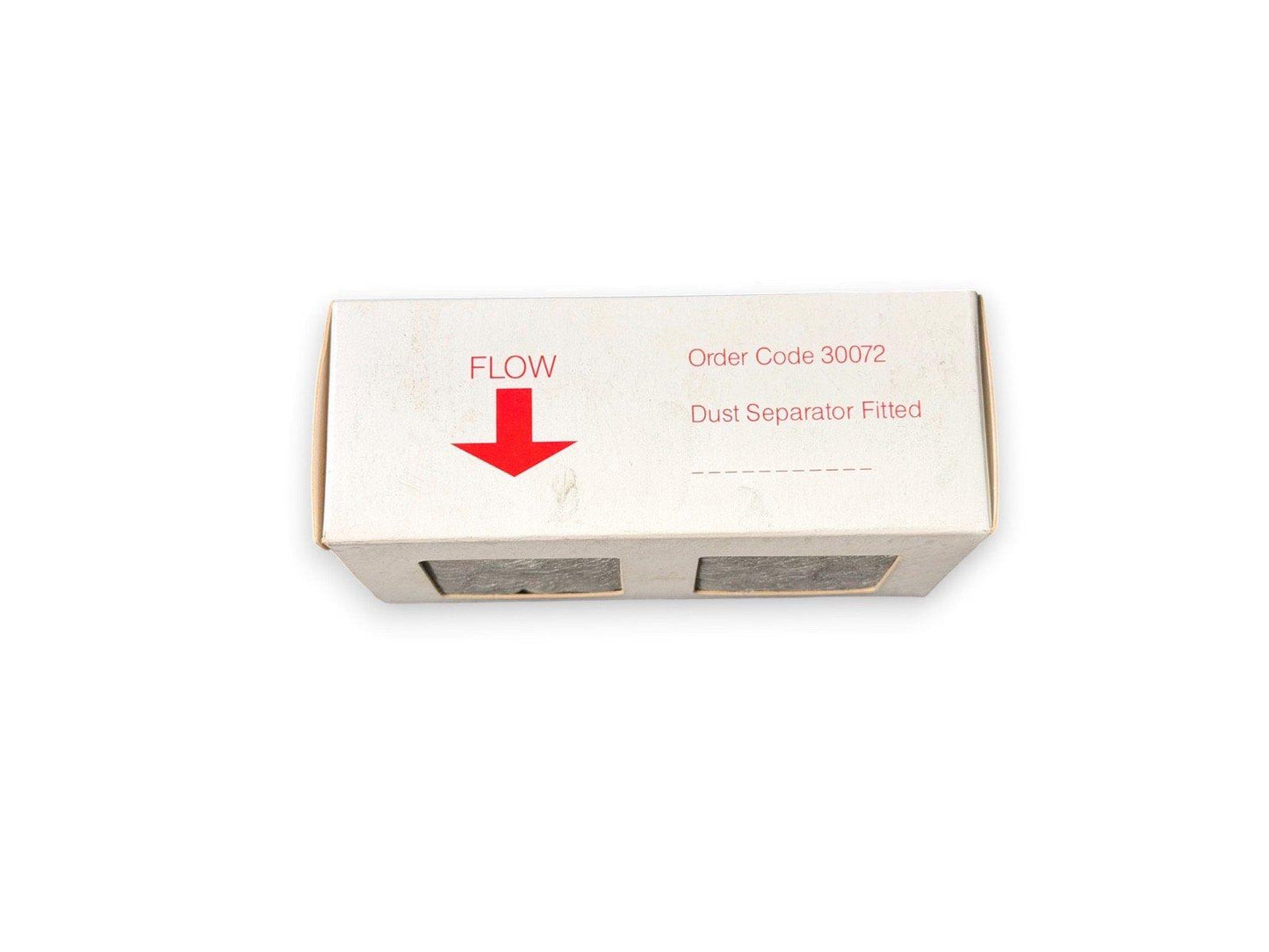 Fire alarm dust separator component with flow arrow, Order Code 30072, for fire safety systems