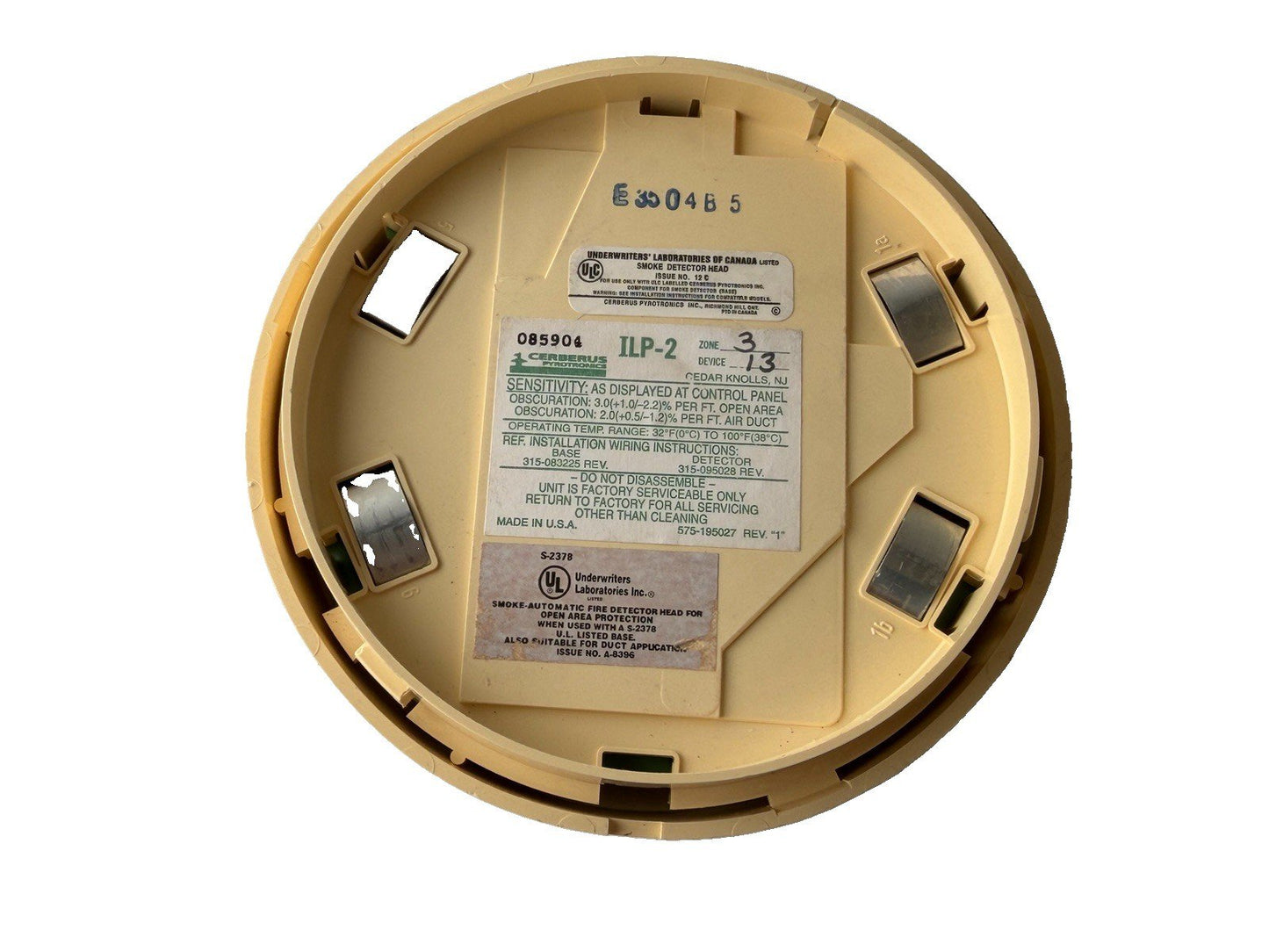Siemens ILP-2 Fire Alarm Smoke Detector Head