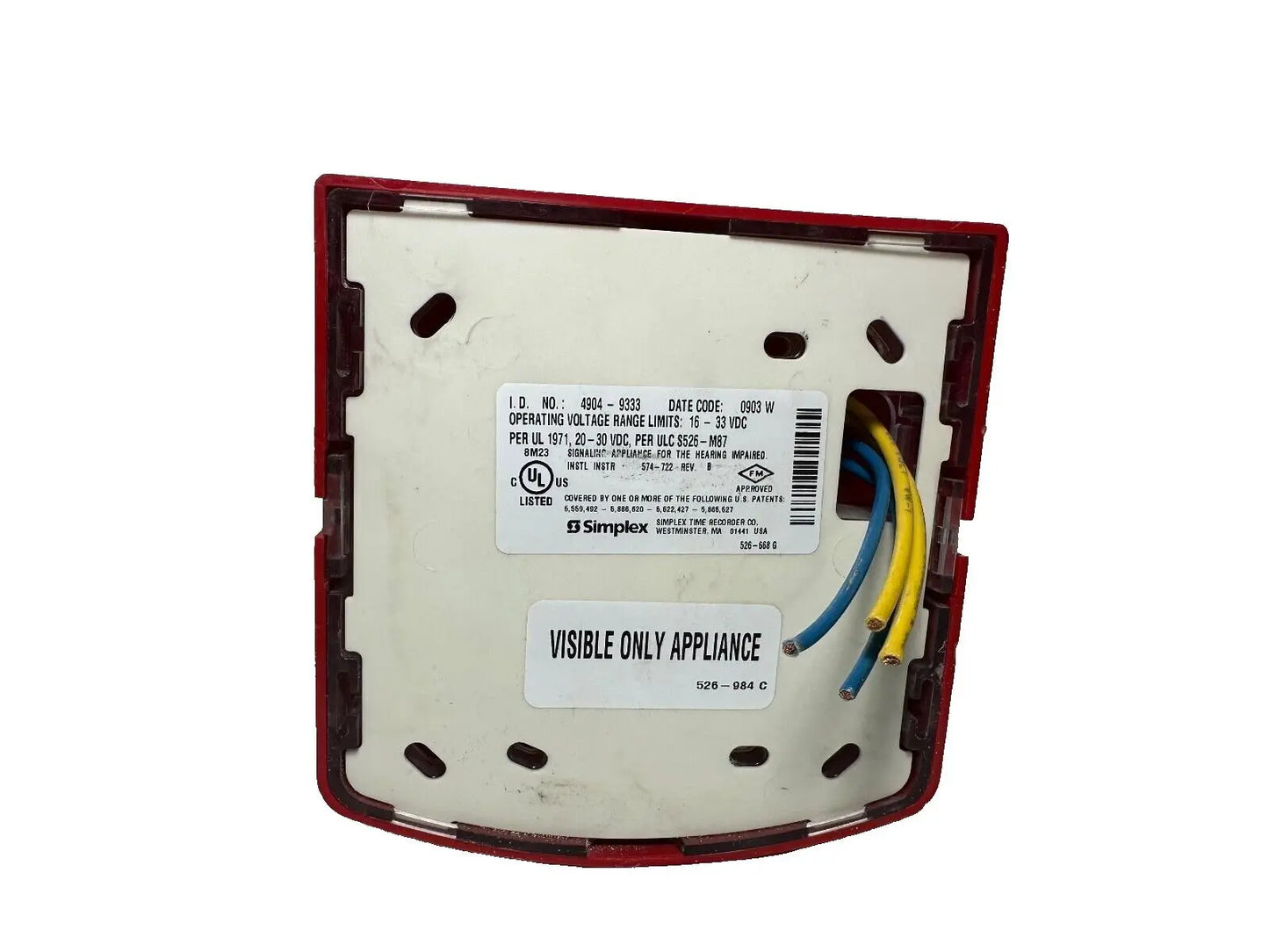 Simplex 4904-9333 Fire Alarm Strobe (SmartSync) Simplex