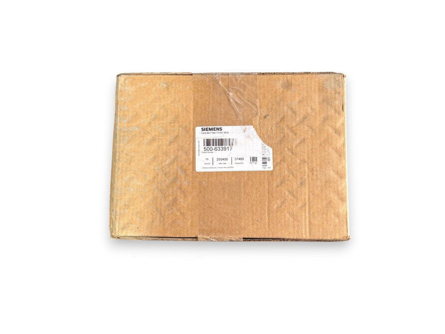 Siemens CAB-BATT battery box for fire alarm systems, model 500-633917, in original packaging
