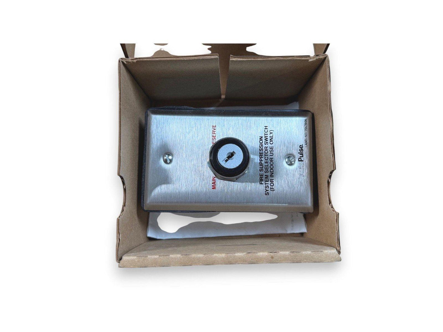 Fire suppression system selector switch in box, indoor use only, metal panel with key lock