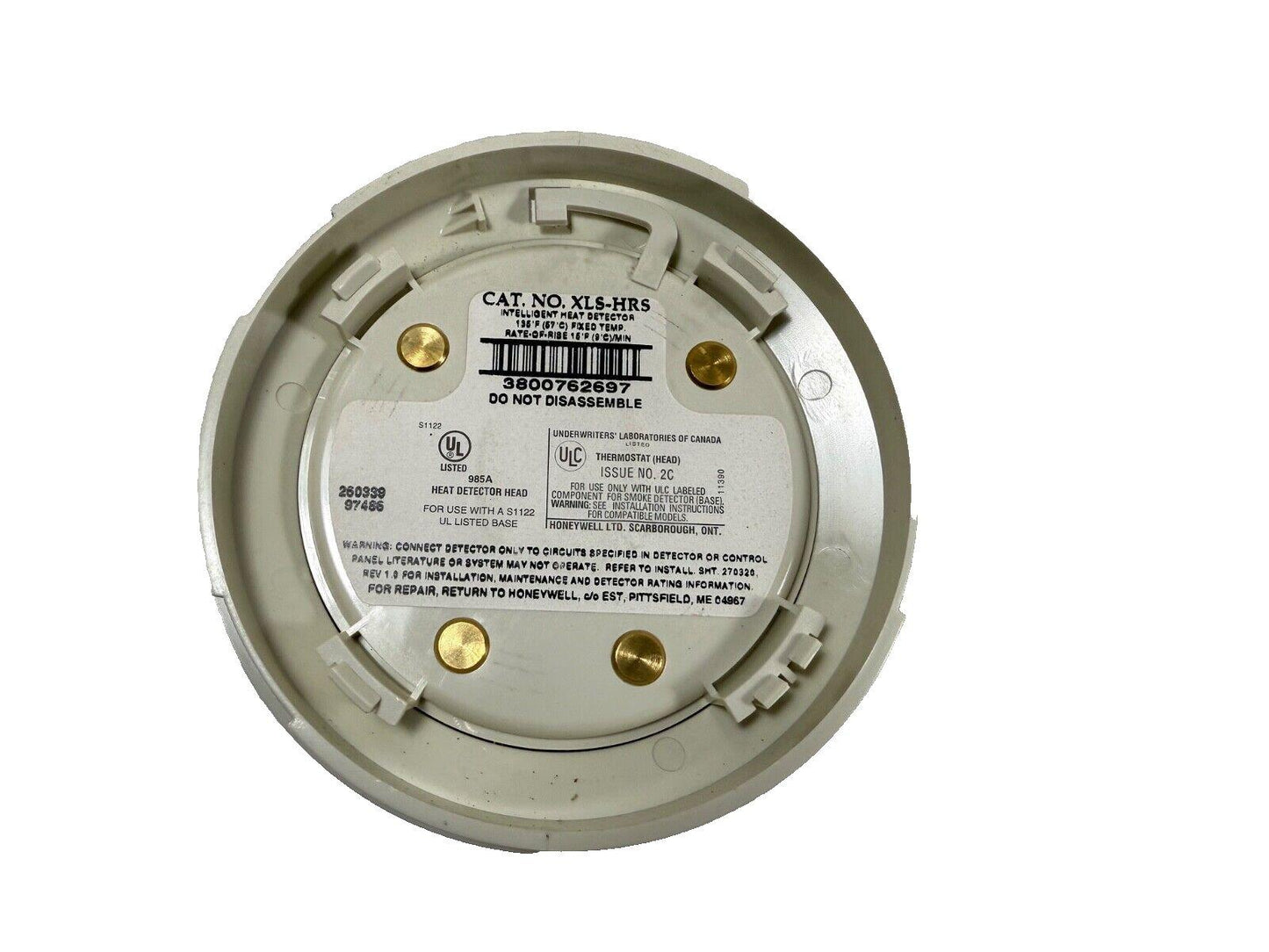 Honeywell XLS-HRS intelligent heat detector for fire alarm systems, UL listed, fixed temp 135°F