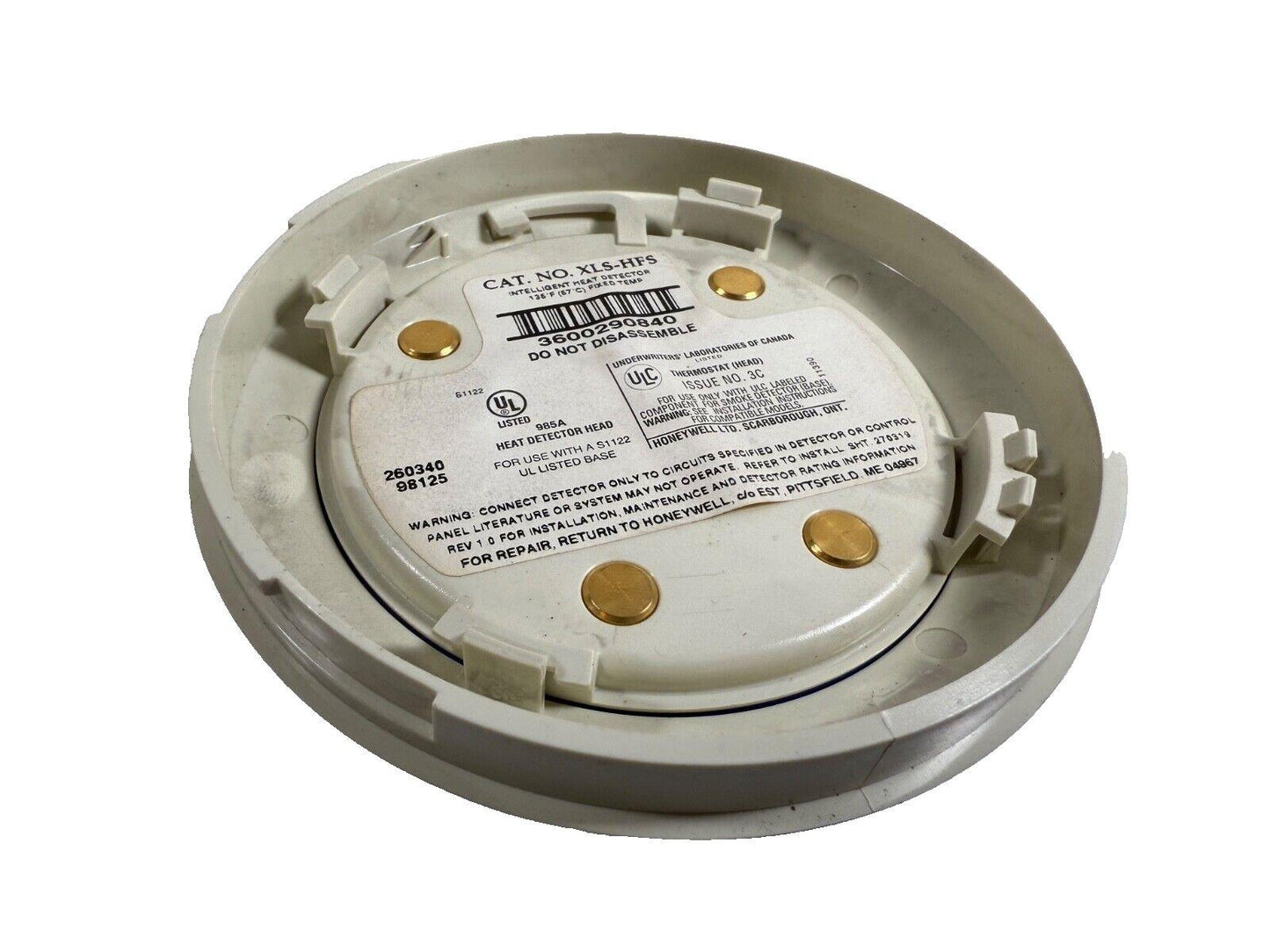 Honeywell XLS-HFS intelligent heat detector with UL listing, fixed temp 136°F, for fire alarm systems