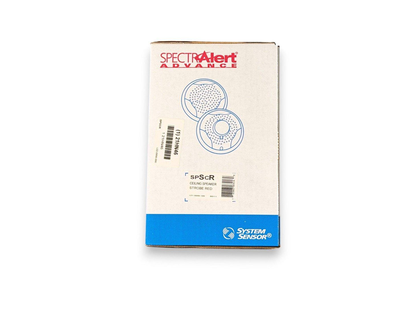 SpectrAlert Advance SPScR ceiling speaker strobe red fire alarm device box