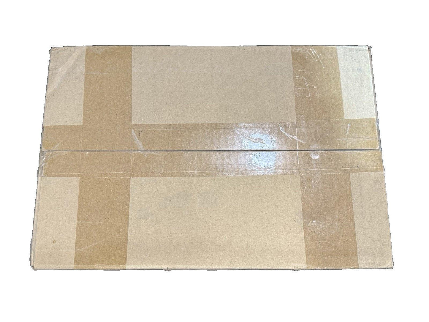 Sealed cardboard box with tape, ready for shipping fire alarm equipment