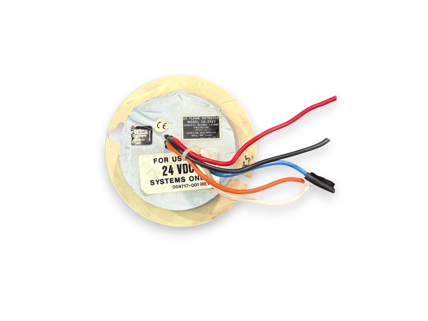 UV flame detector model 30-2021 for 24 VDC fire alarm systems with red, black, blue, orange wires