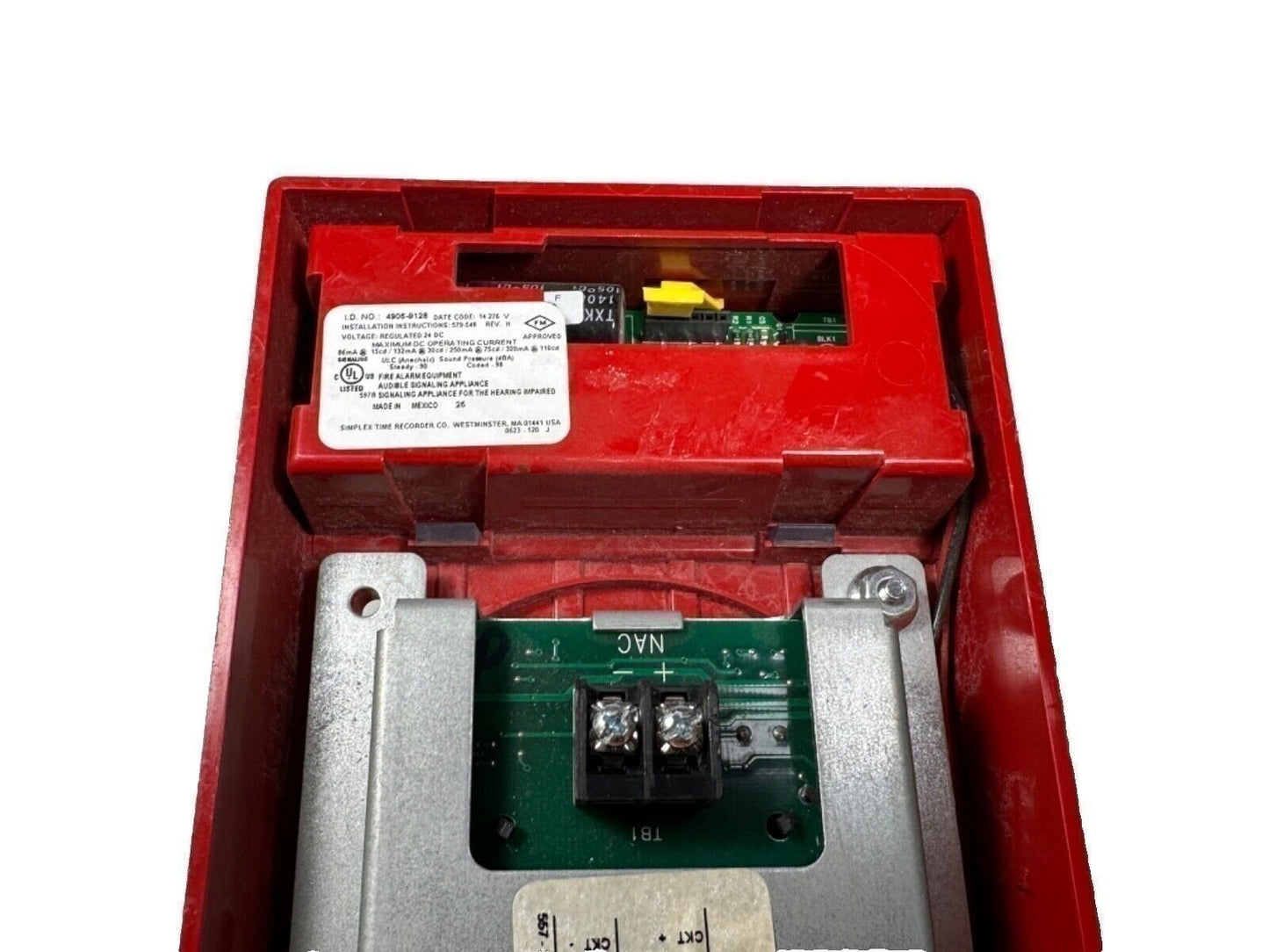 Simplex 4906-9128 Fire Alarm Horn Strobe Ceiling Red (SmartSync)