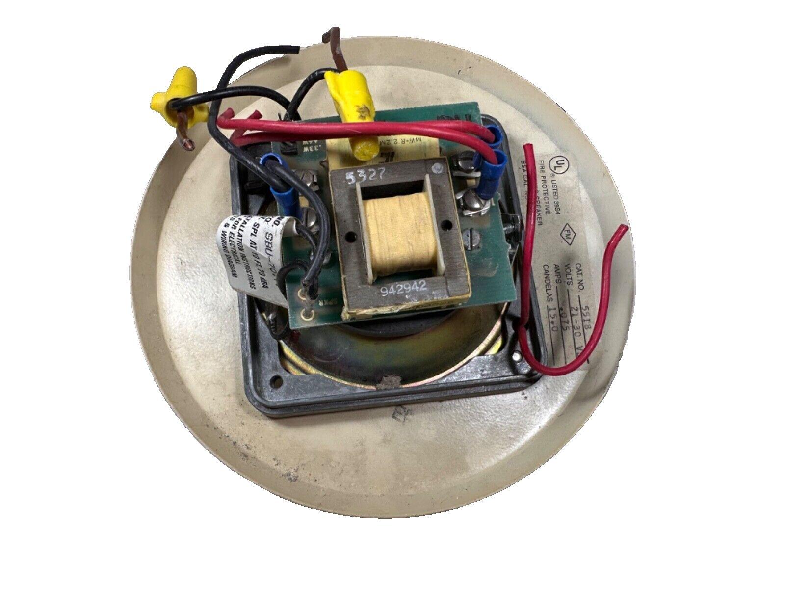 Fire alarm speaker with wiring and circuit board, UL listed fire protective device