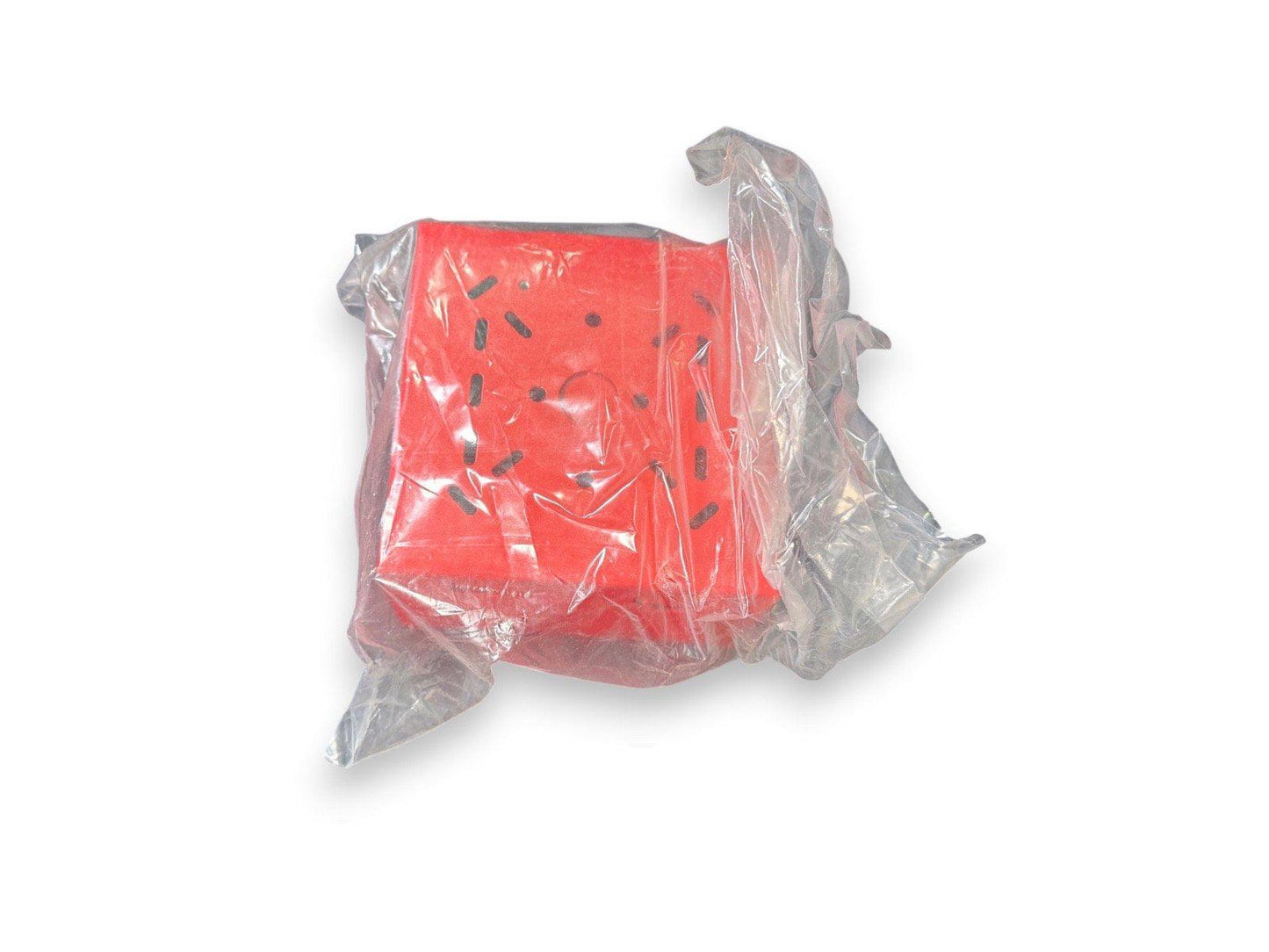 Red fire alarm pull station in clear plastic wrap, new surplus equipment