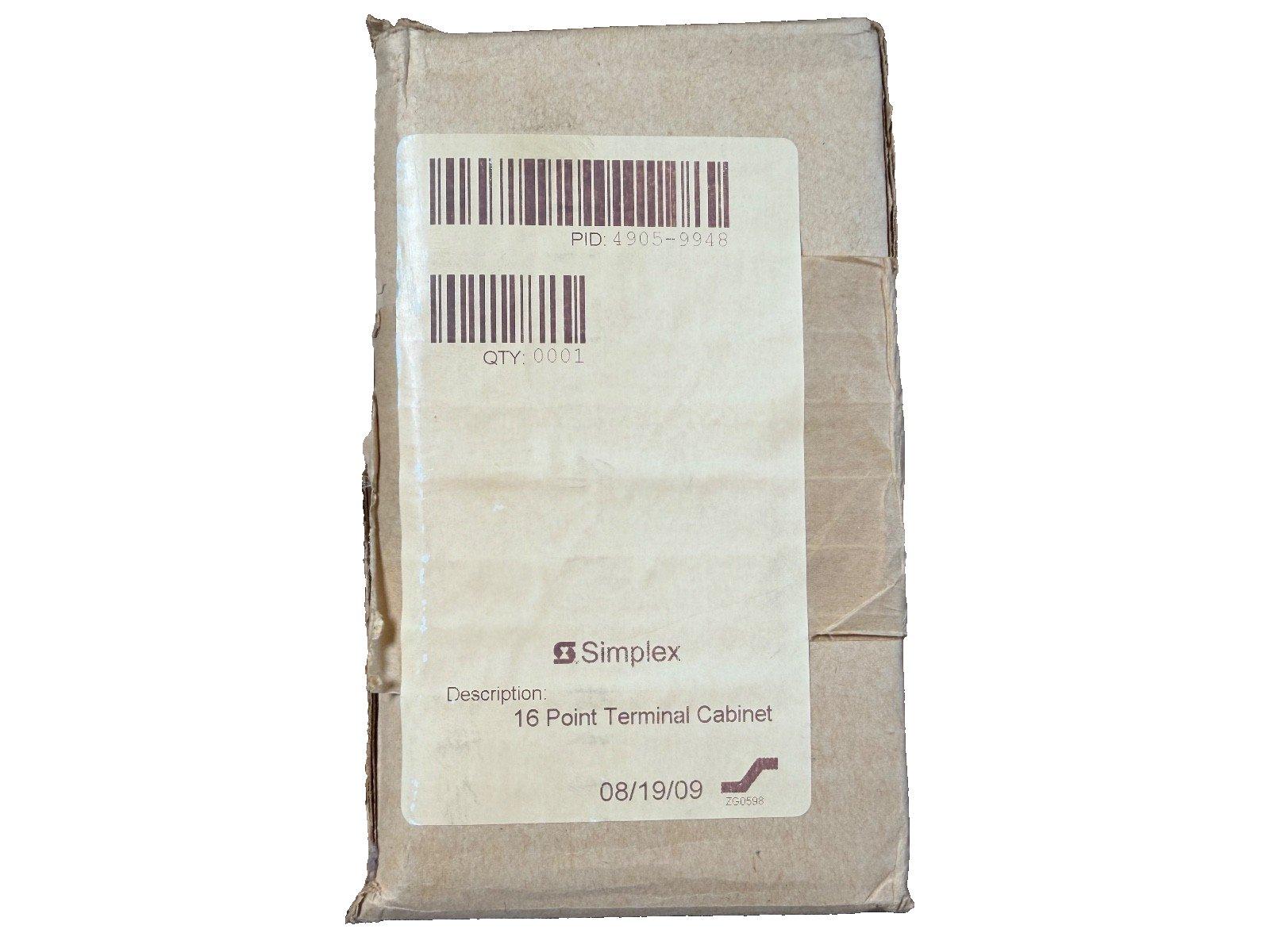 Simplex 16 Point Terminal Cabinet in original packaging, fire alarm equipment