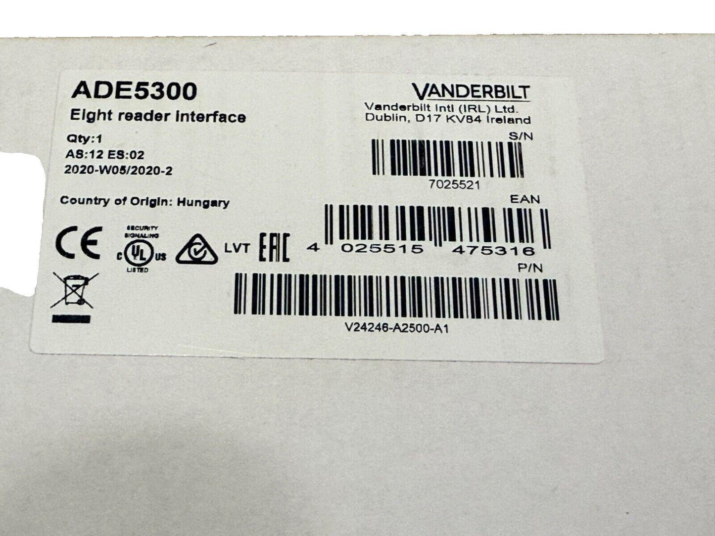 Siemens Vanderbilt Acre ADE5300 V24246-A2500-A1 Eight Reader Interface Board